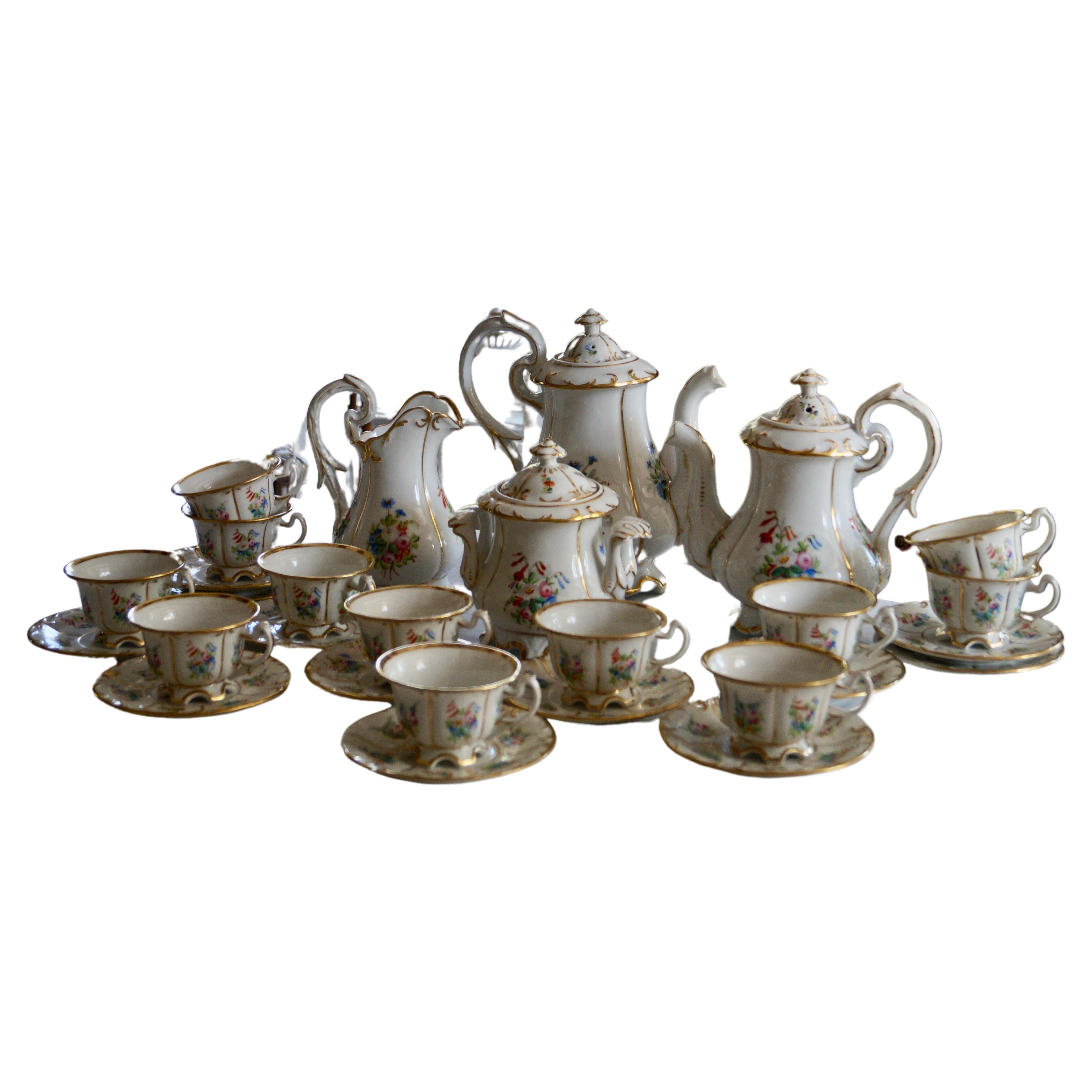 Beautiful Antique Old Paris Porcelain Coffee Tea service 1860-1880 For Sale