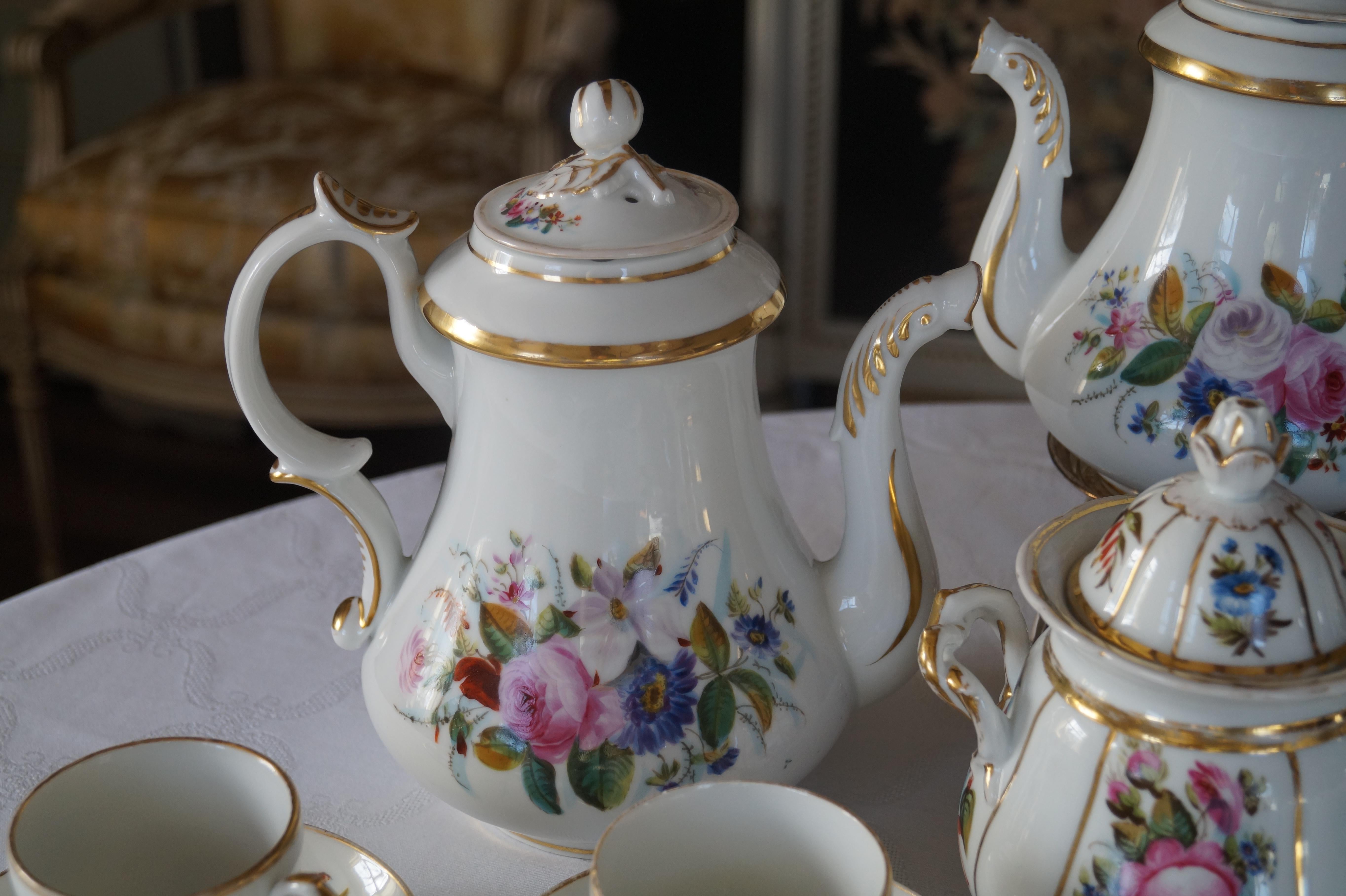 French Beautiful Antique Old Paris Porcelain - Porcelaine de Paris - Coffeeservice  For Sale