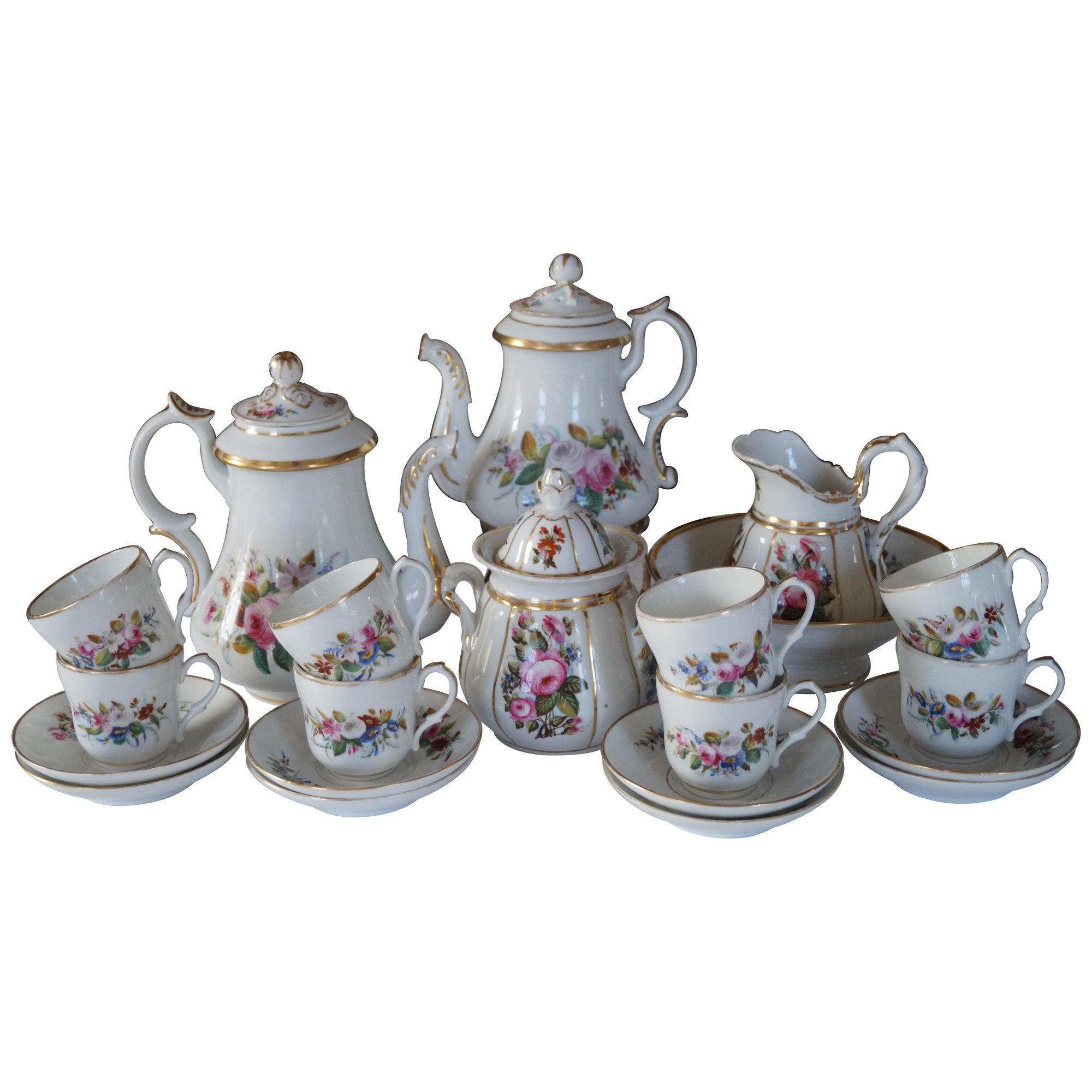 Beautiful Antique Old Paris Porcelain - Porcelaine de Paris - Coffeeservice For Sale