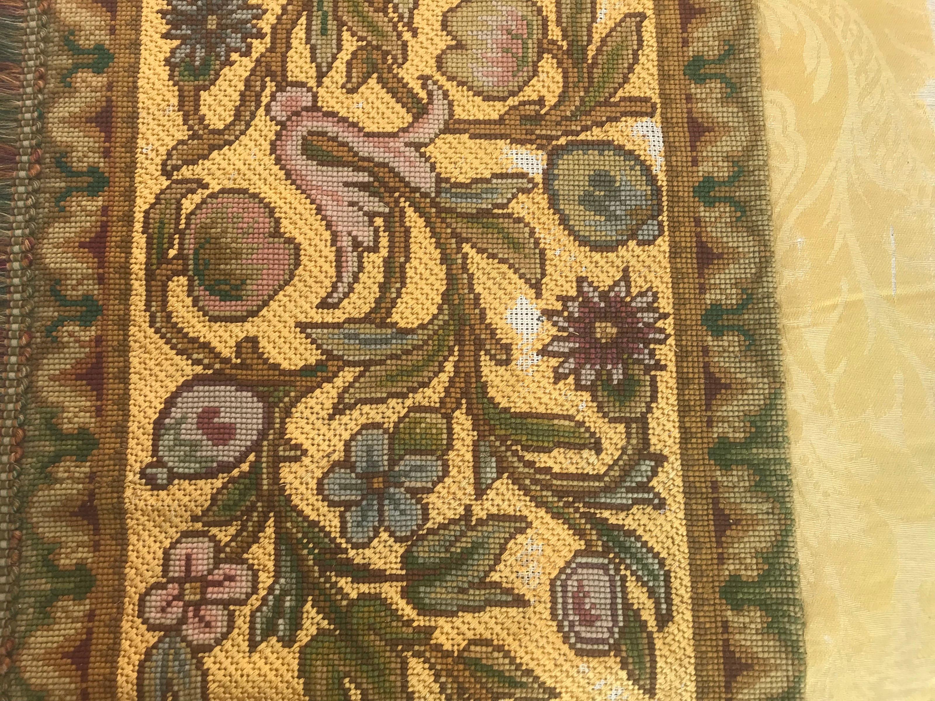 Bobyrug’s Beautiful Antique Panel Needlepoint Tapestry For Sale 3