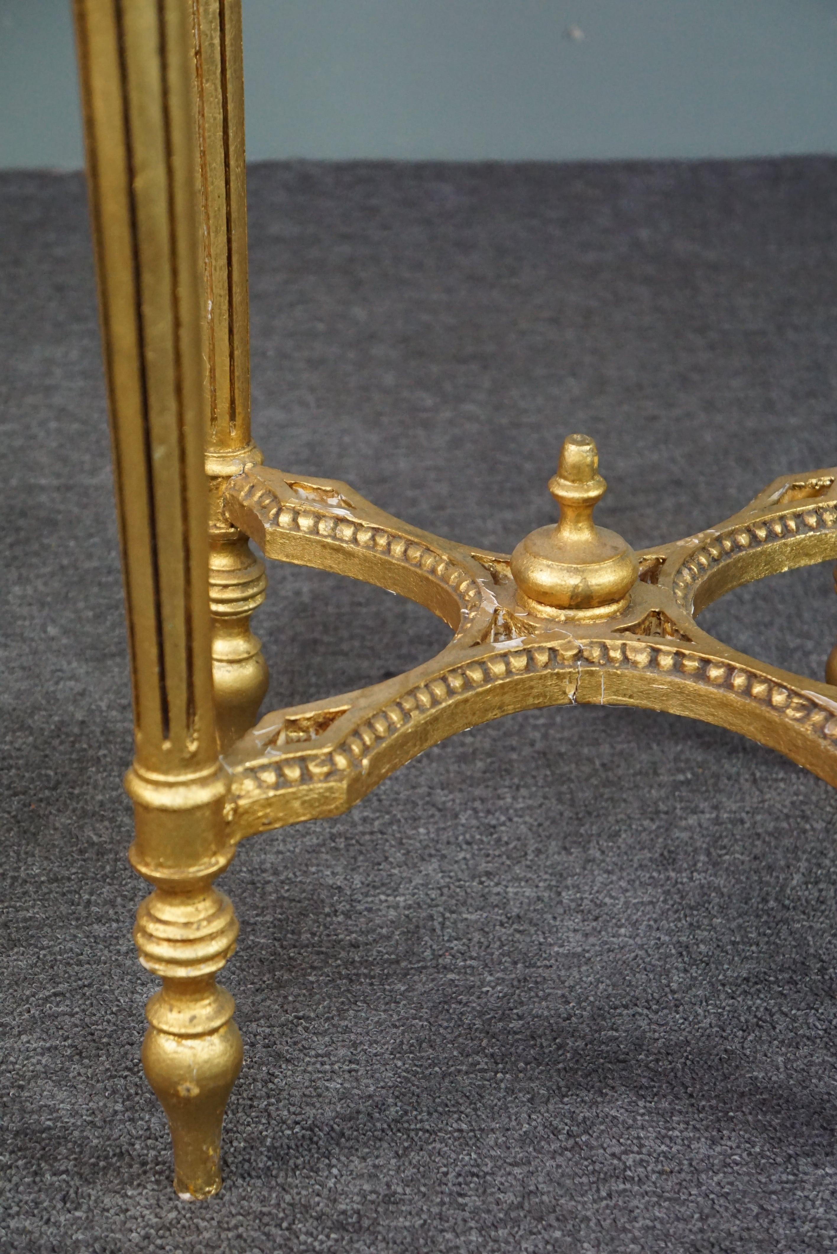 beautiful antique pedestal / plant stand with Italian marble and gold-plated woo For Sale 3