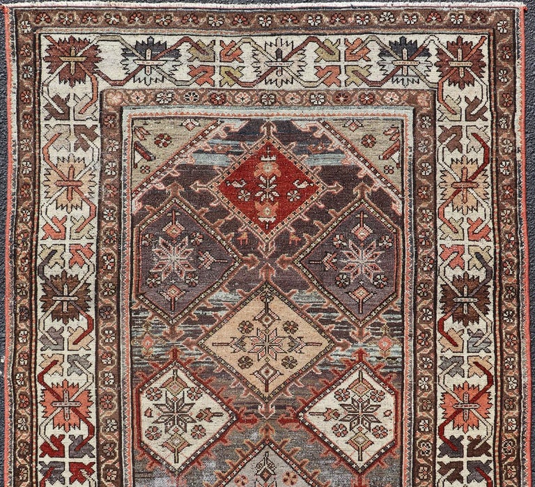 Beautiful Antique Persian Bakhitari Rug in Diamond Patten in Gray and ...