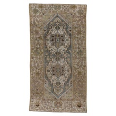 Beautiful Antique Persian Baktiary Gallery Rug, Slate Blue Field