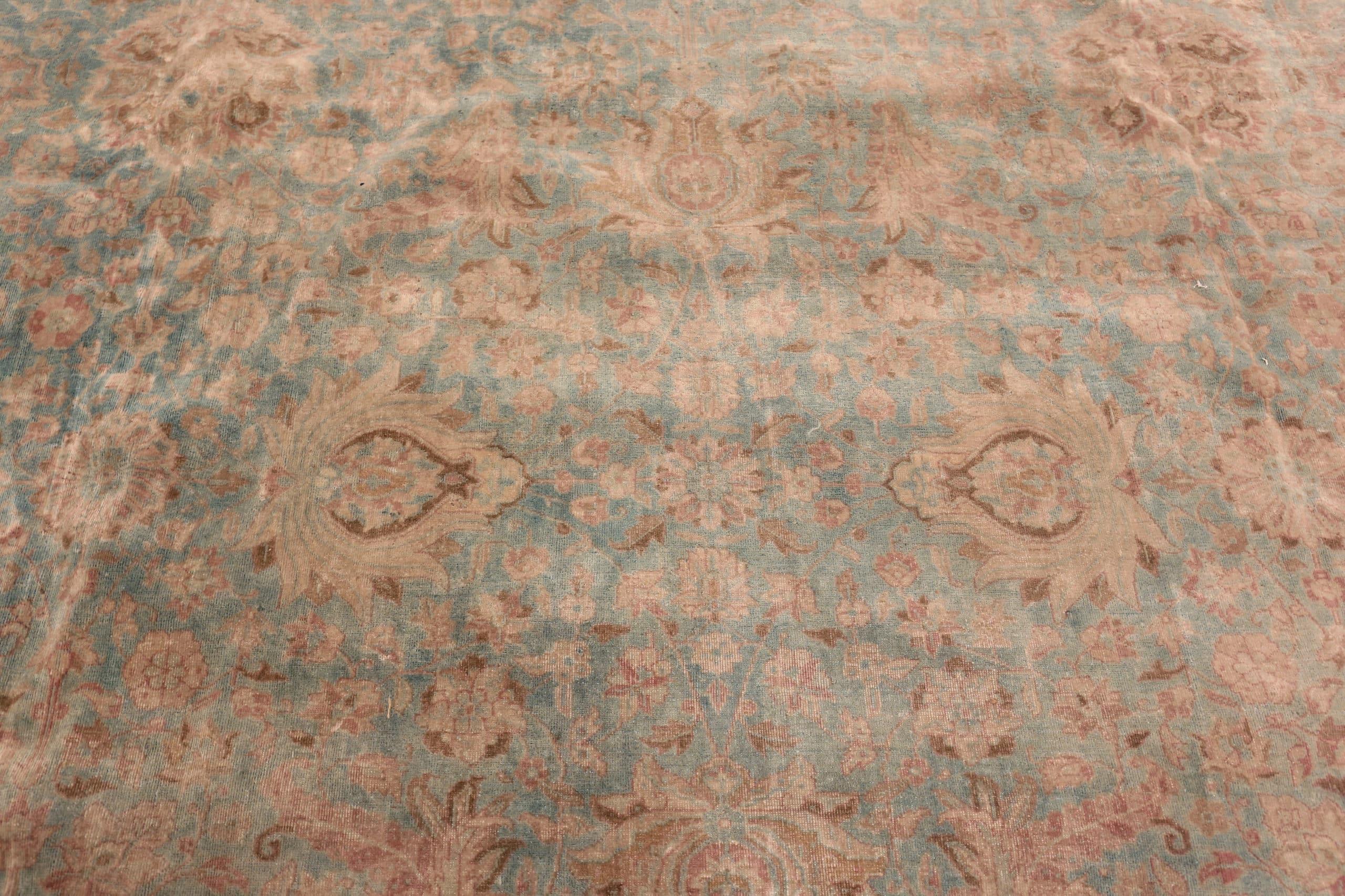 Hand-Knotted Beautiful Antique Persian Kerman Carpet 13'10