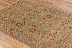 Beautiful Antique Persian Malayer Scatter Rug, Tiffany Blue Field, Rust Accents