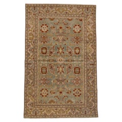 Beautiful Vintage Persian Malayer Scatter Rug, Tiffany Blue Field, Rust Accents