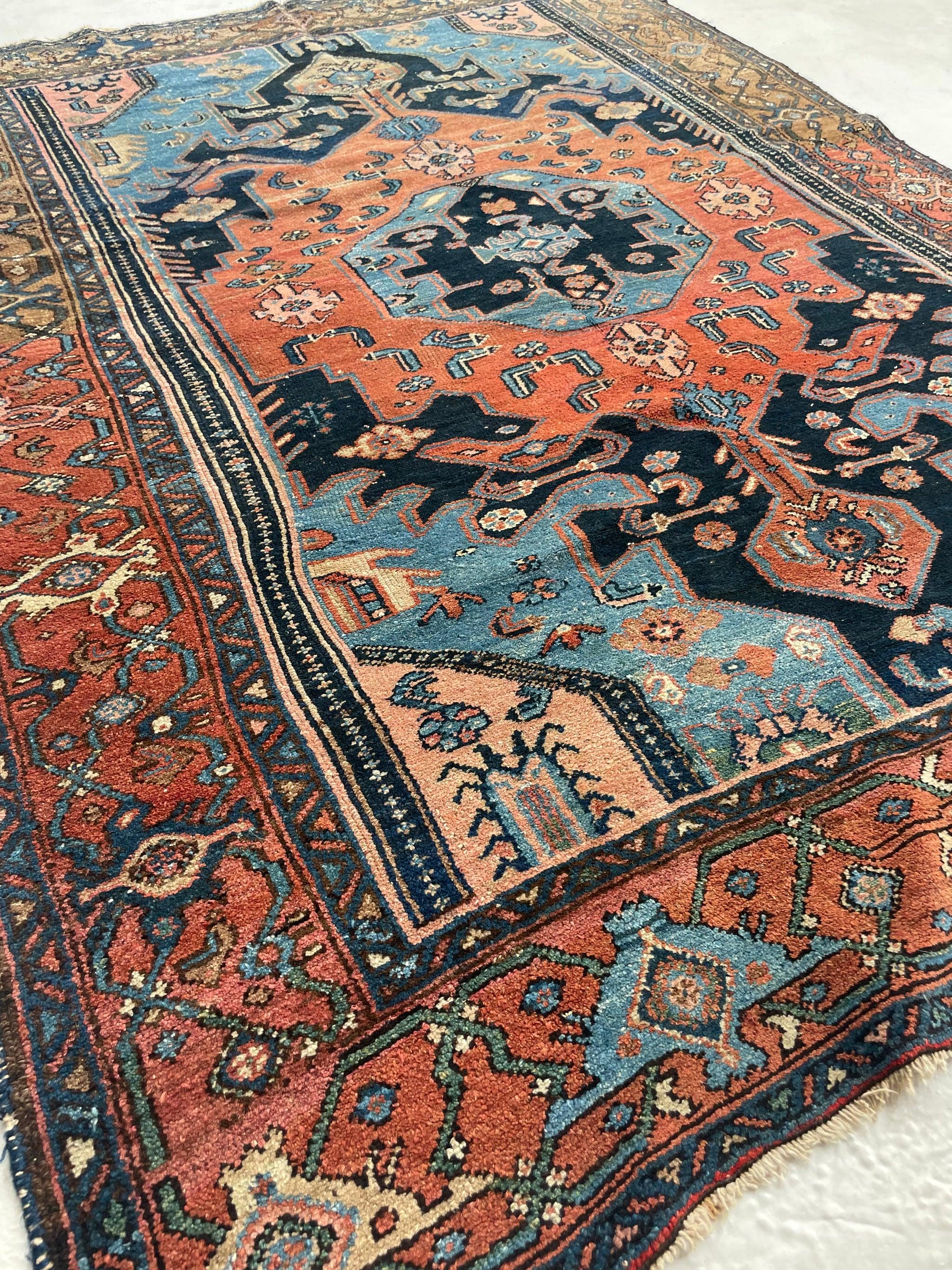 Wunderschönes antikes persisches Zanjan  Einzigartige 2-farbige Bordüre - Funky Boho Stück 

Über: So Dang Good, ich werde dies bald schreiben, aber was für eine wilde Größe und Teppich!

Größe: 4,9 x 6,6
Alter: Antik, ca. 1930-40er Jahre
Stapel: