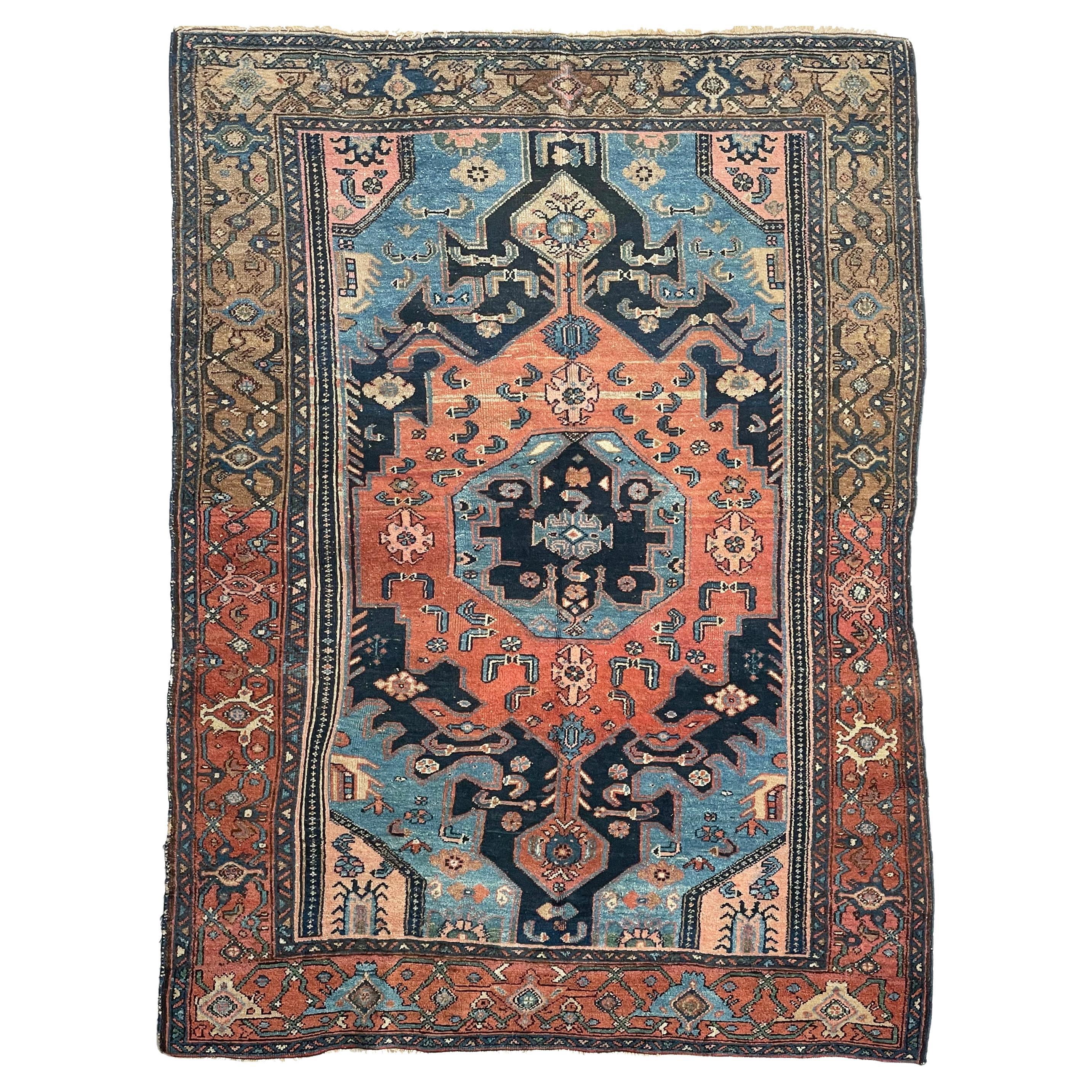 Beautiful Antique Persian Zanjan Rug, c. 1930-40's