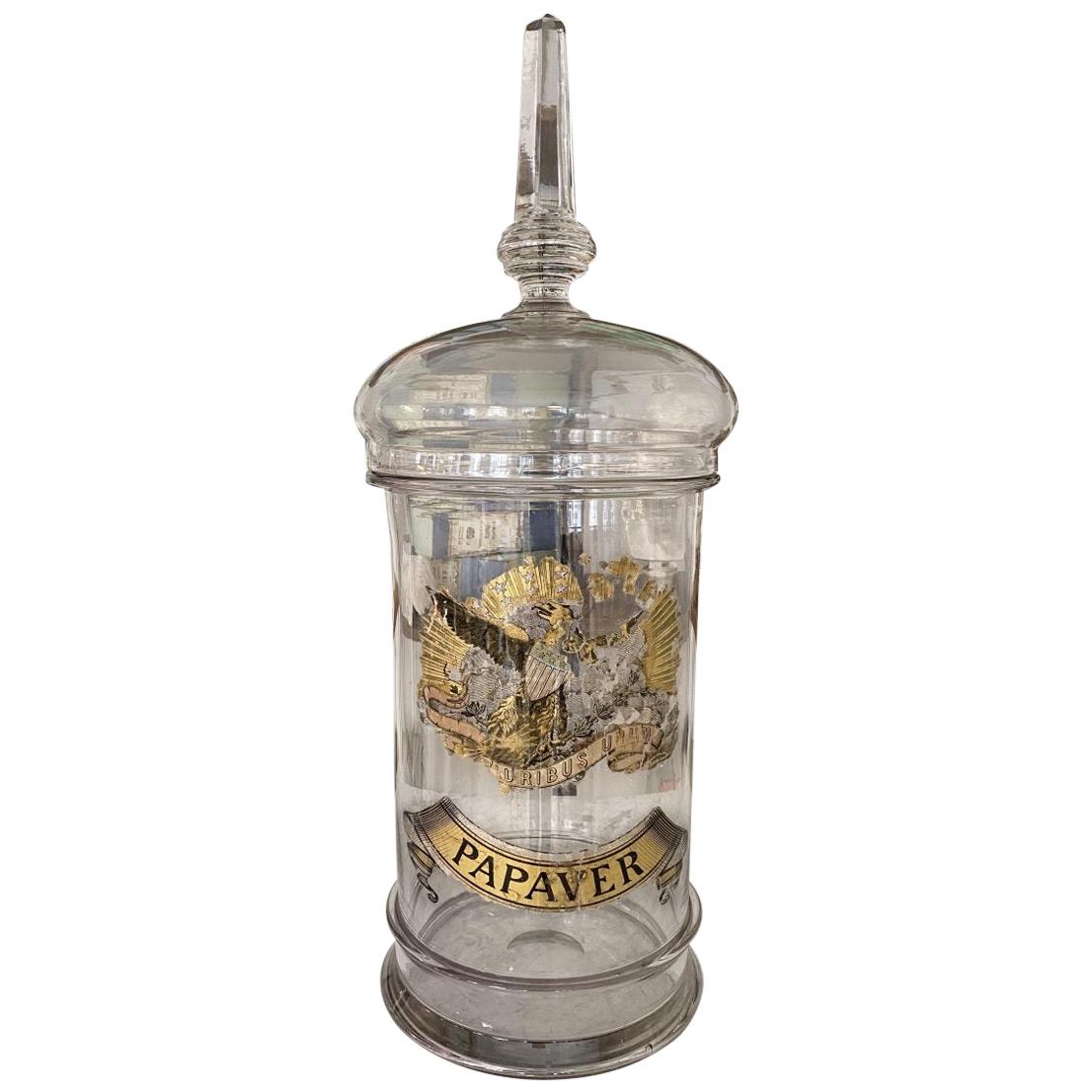 Beautiful Antique Pharmacy Glass Storage Jar, France