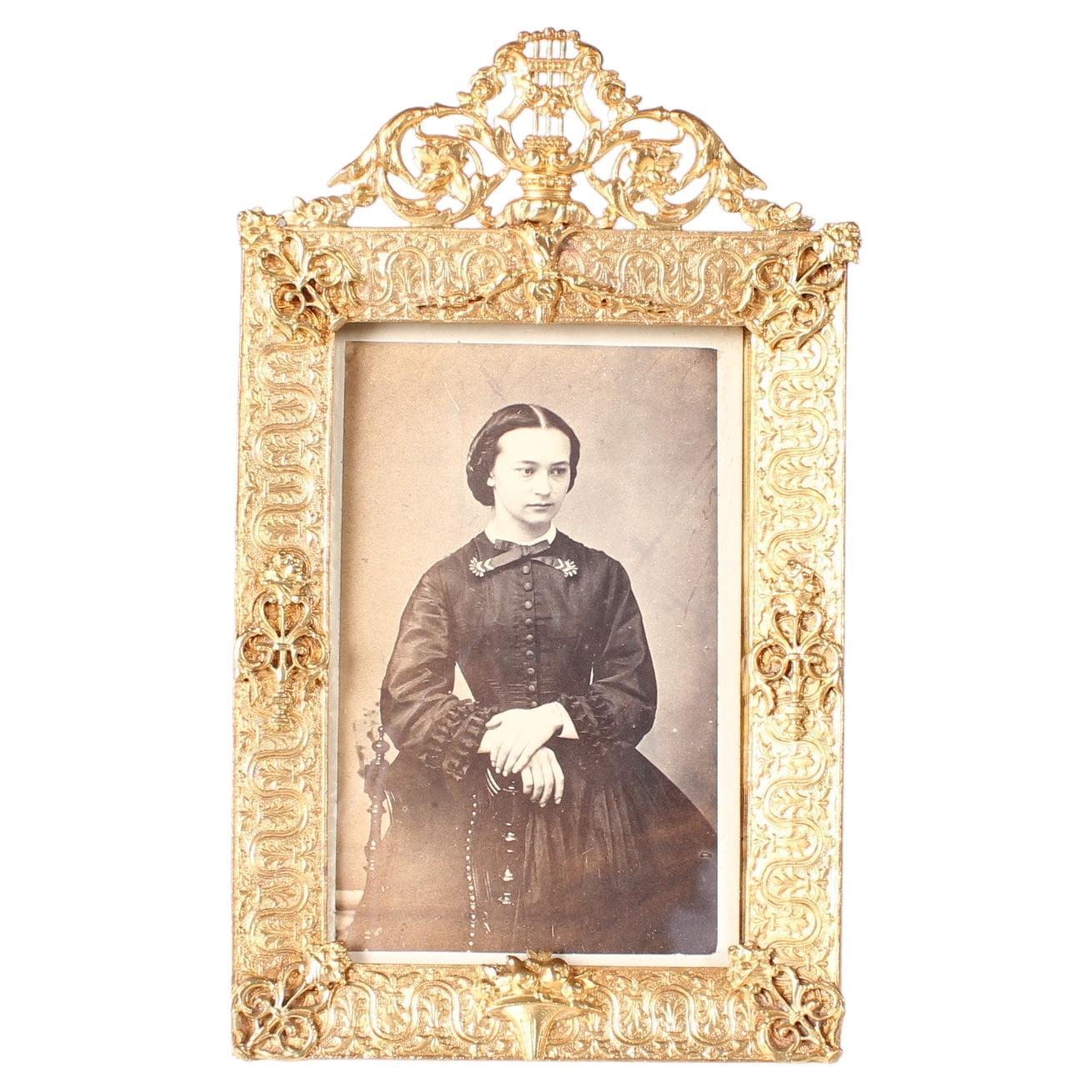 Beautiful Antique Picture Frame, Photo Frame, Brass, Late 19th Century