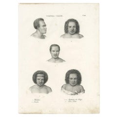 Bella stampa antica di Abitanti di Tonga Tabu, 1836 ca.