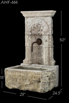 Beautiful antique reclaimed old limestone wall fountain - Tuscan - Mediterranean