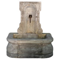 Beautiful Antique reclaimed old limestone wall fountain - Tuscan - Mediterranean