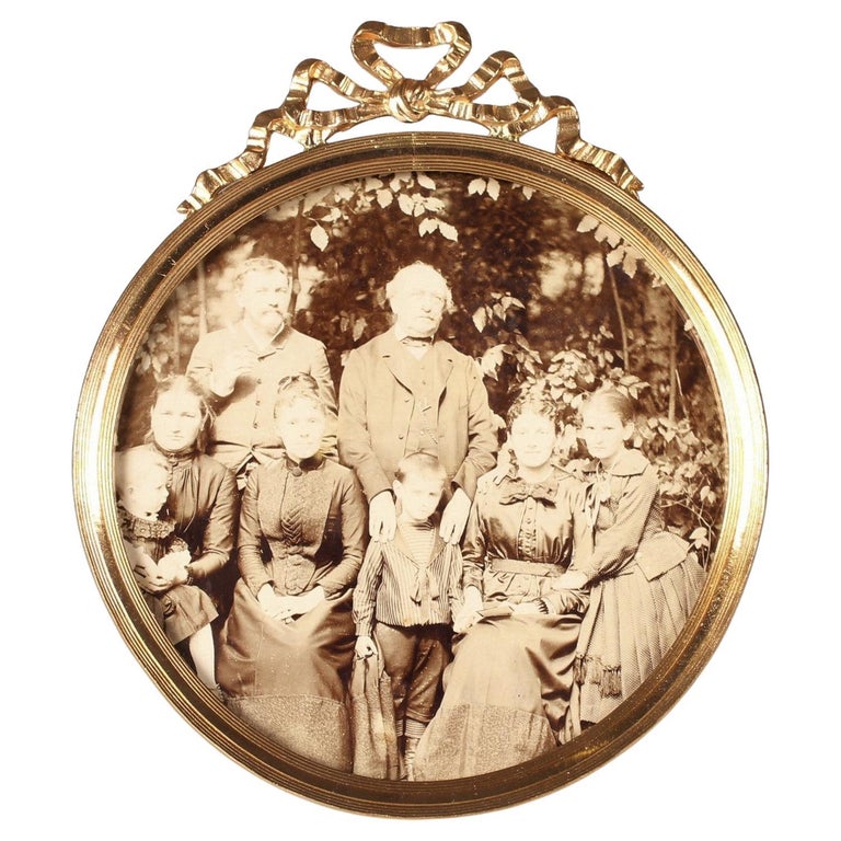 Beautiful Antique Round Picture Frame, Photo Frame, Brass, Late 19th