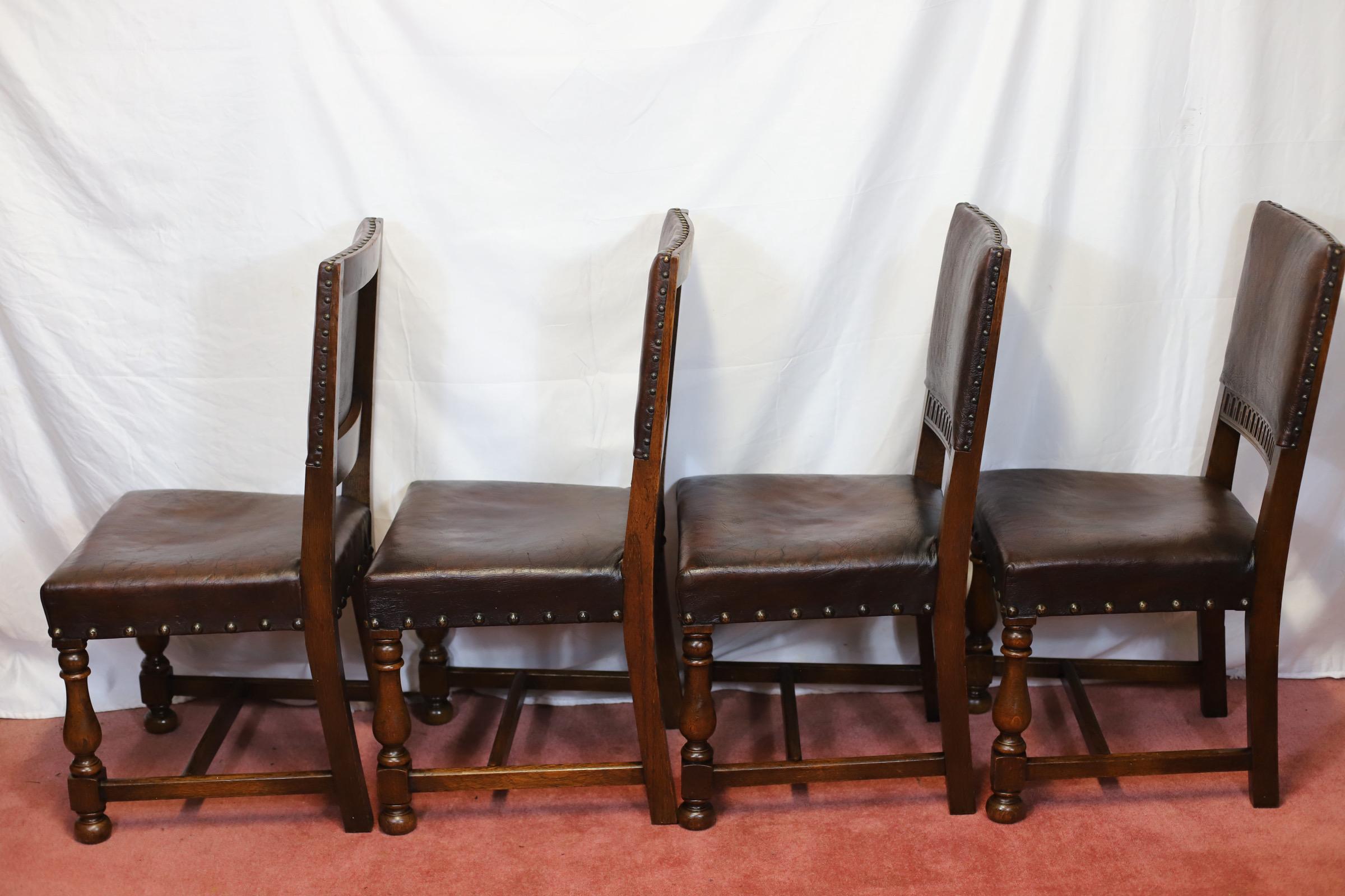 19th Century Beautiful Antique Set Of Ten Victorian Oak & Leather Dining Chairs For Sale