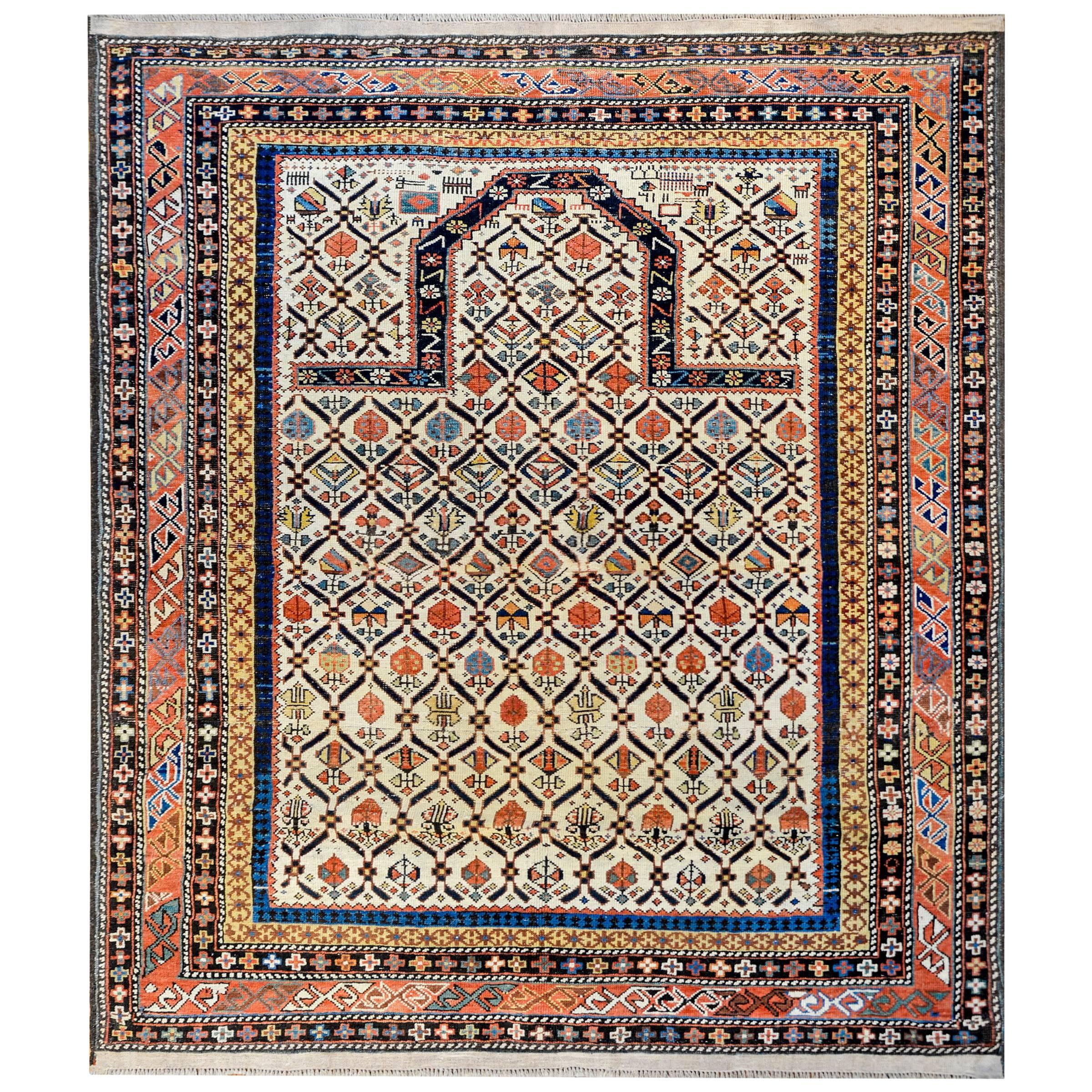 Magnifique tapis de prière Shirvan ancien