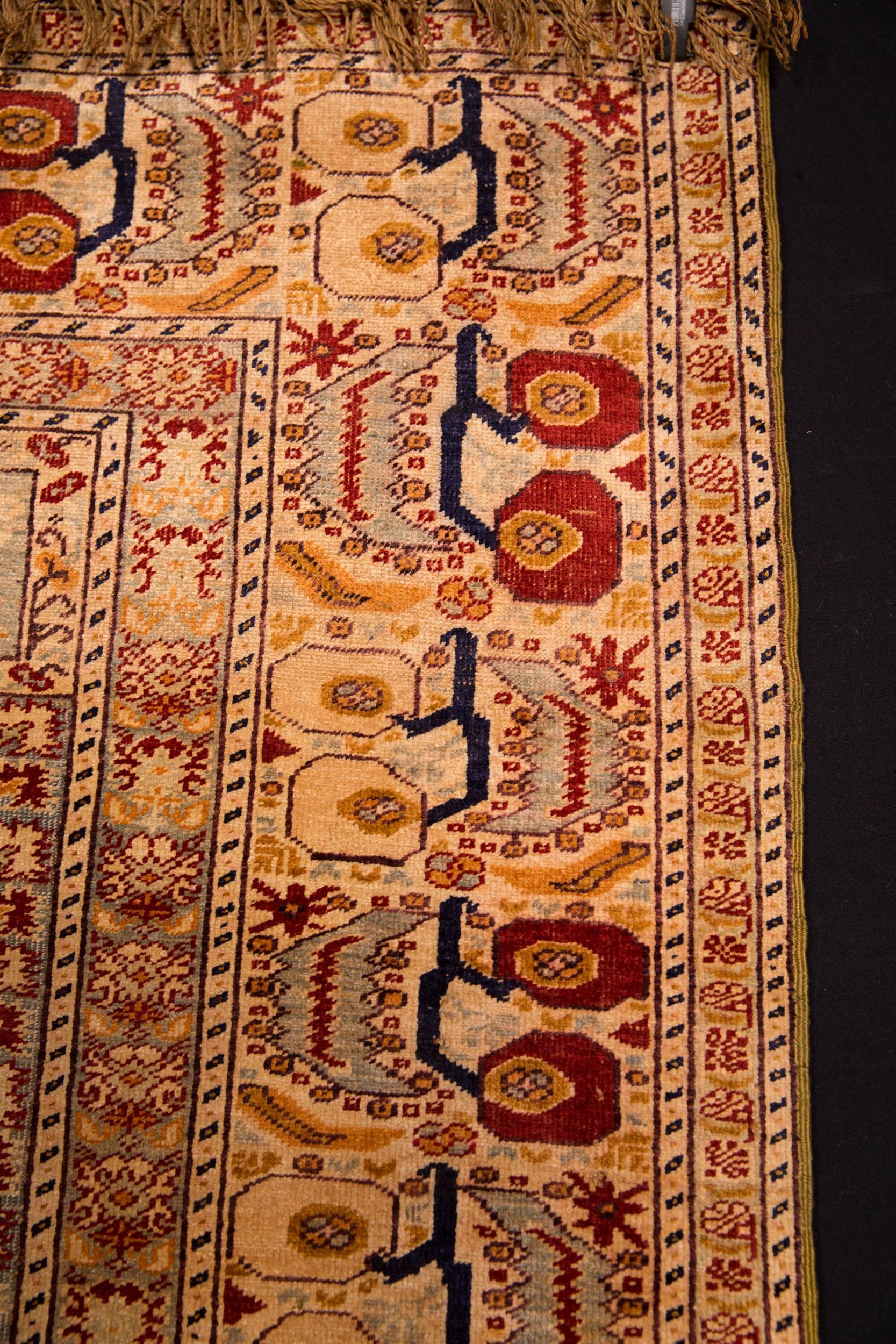 19th Century Beautiful Antique Silk Carpet, circa 1900