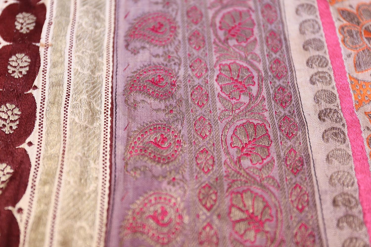 Beautiful Antique Silk Persian Kerman Textile 2' x 2' For Sale 4