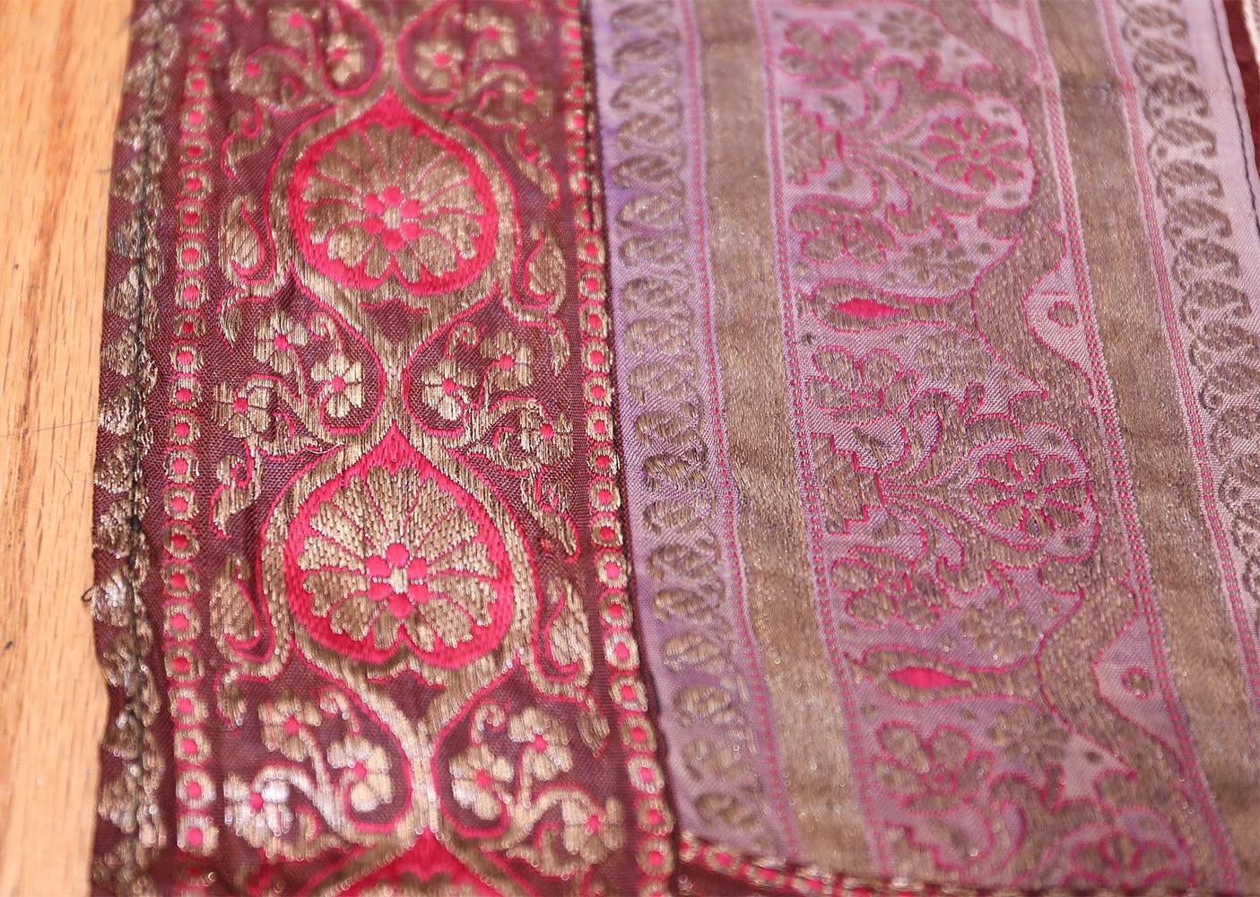 Kirman Beautiful Antique Silk Persian Kerman Textile 2' x 2' For Sale