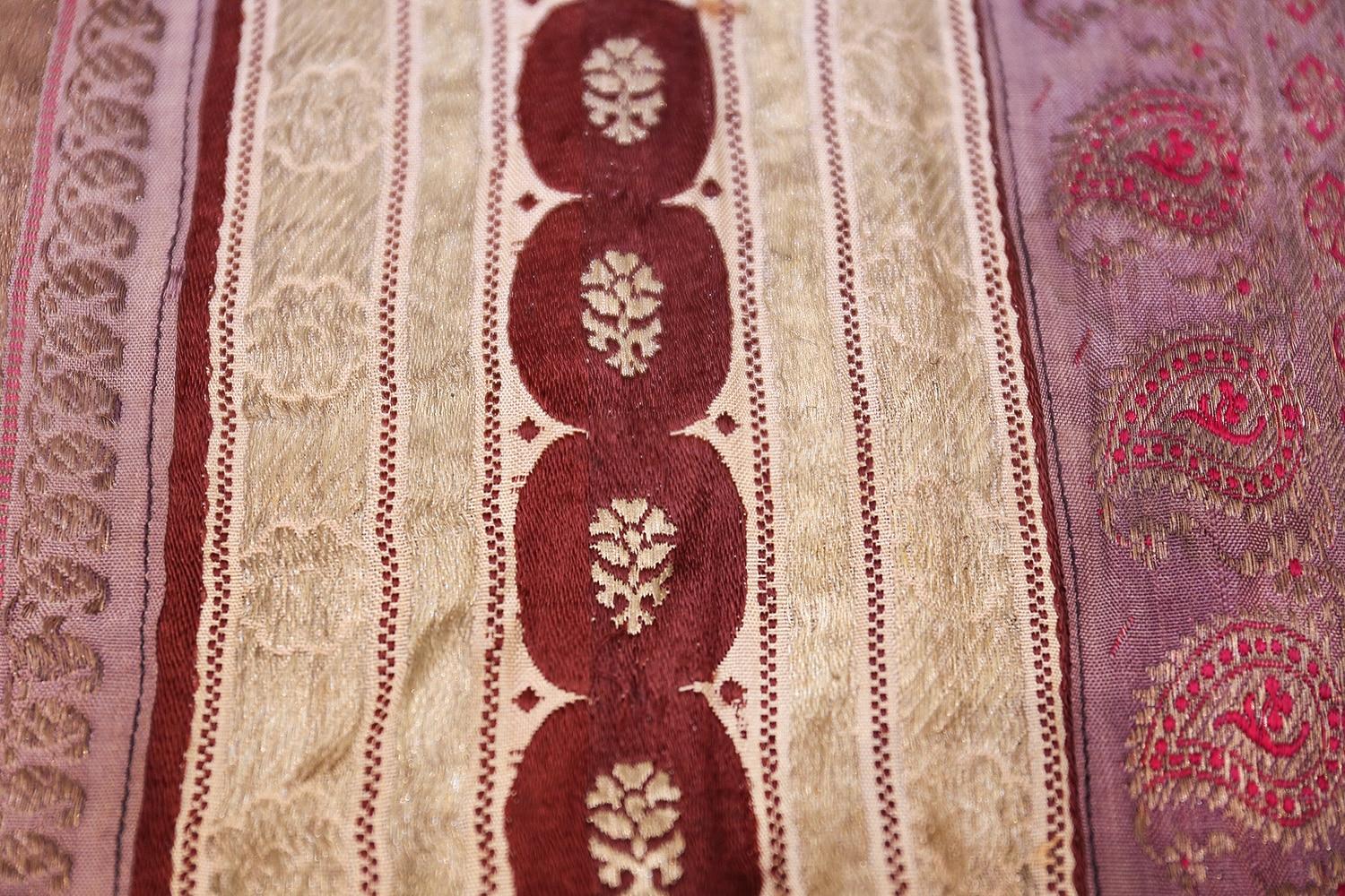 Hand-Woven Beautiful Antique Silk Persian Kerman Textile 2' x 2' For Sale