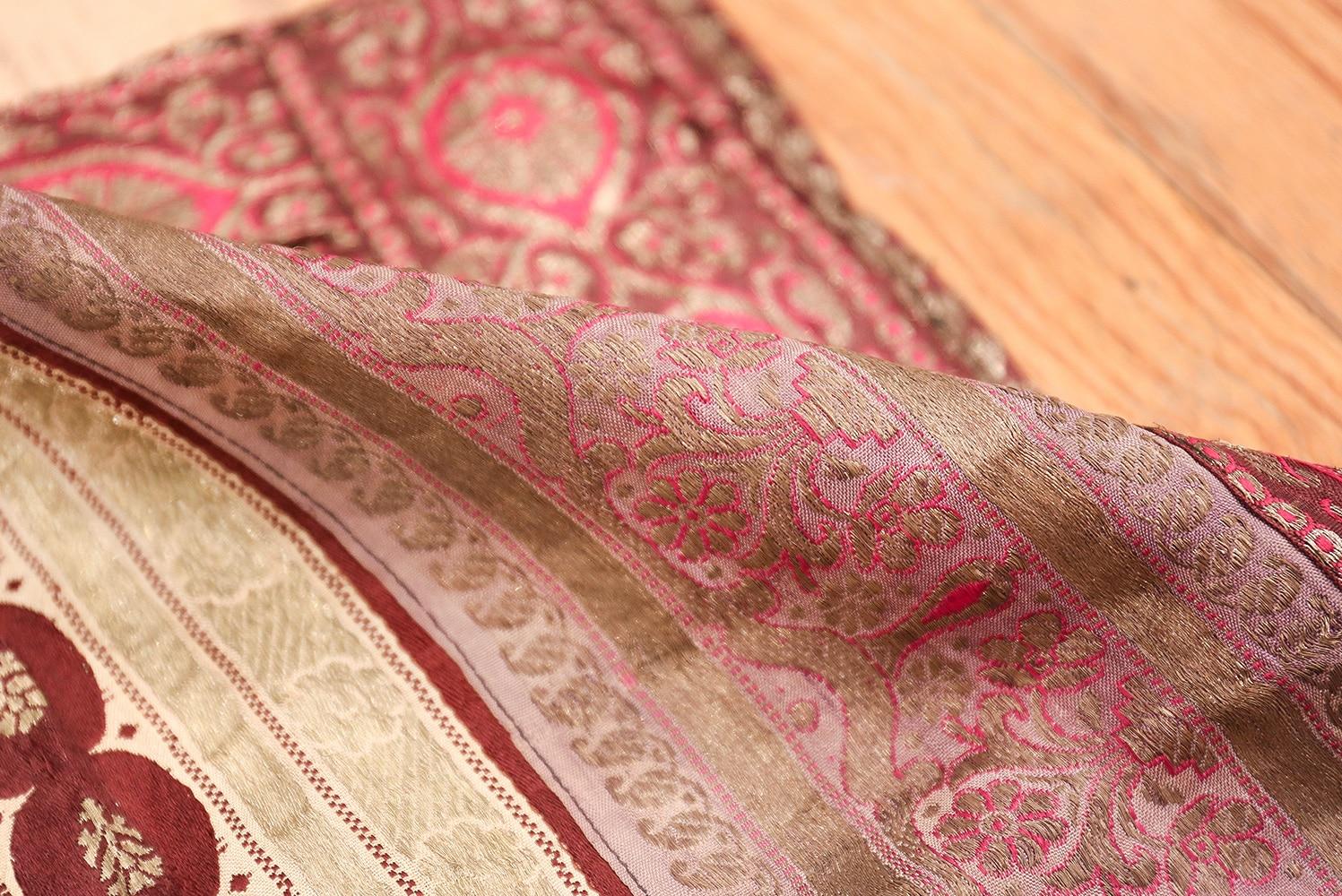Beautiful Antique Silk Persian Kerman Textile 2' x 2' For Sale 3