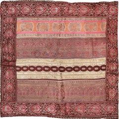 Beautiful Antique Silk Persian Kerman Textile 2' x 2'