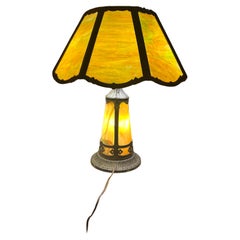 Beautiful Antique Slag Glass Table Lamp - W8339