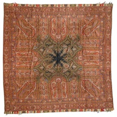 Beautiful Antique Square French Kashmir Shawl