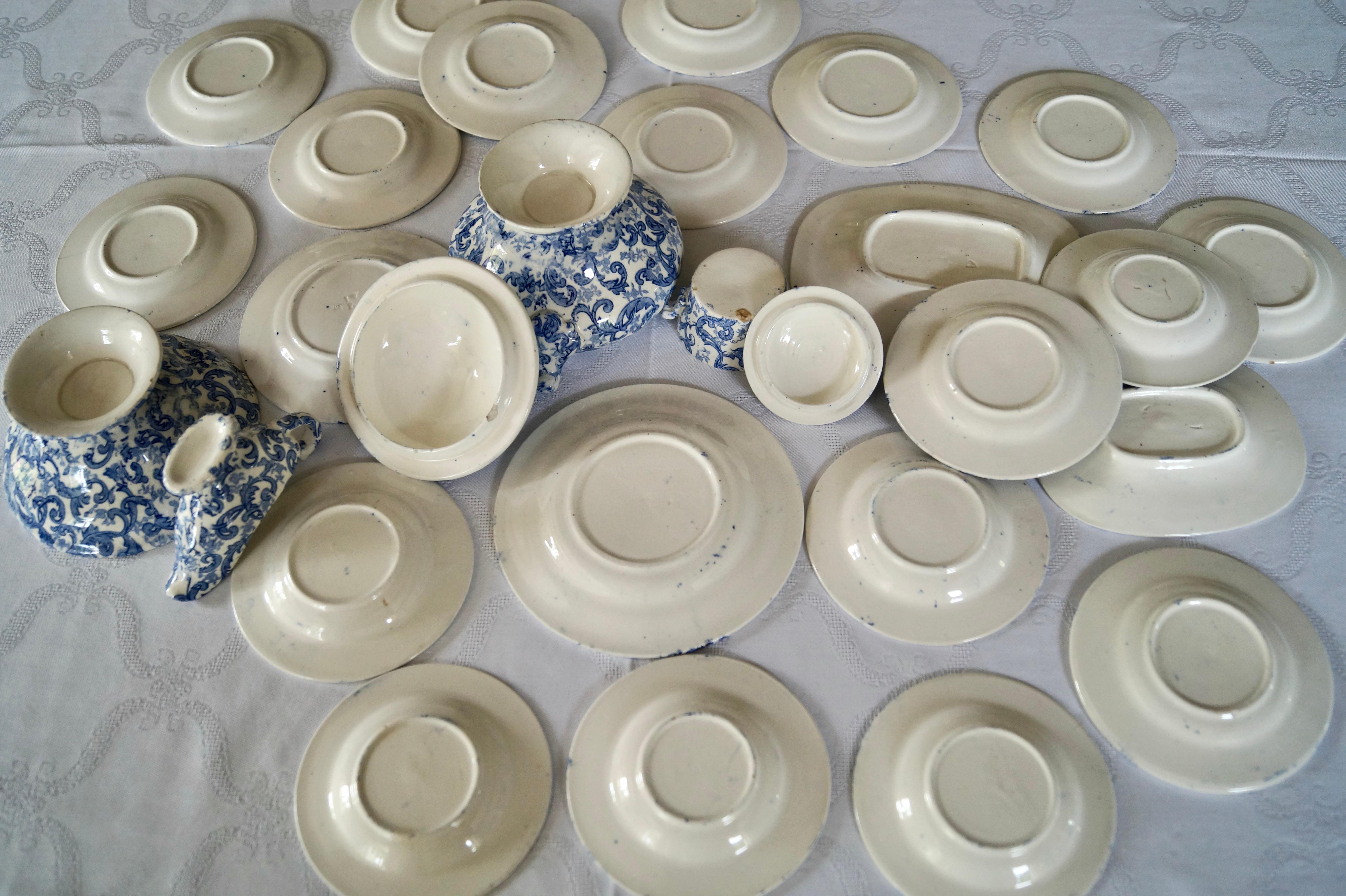 Beautiful Antique Staffordshire pottery Child's Dinner Service Toy's Set. 1880's For Sale 3
