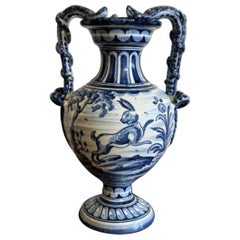 Beautiful antique Talavere blue and white vase