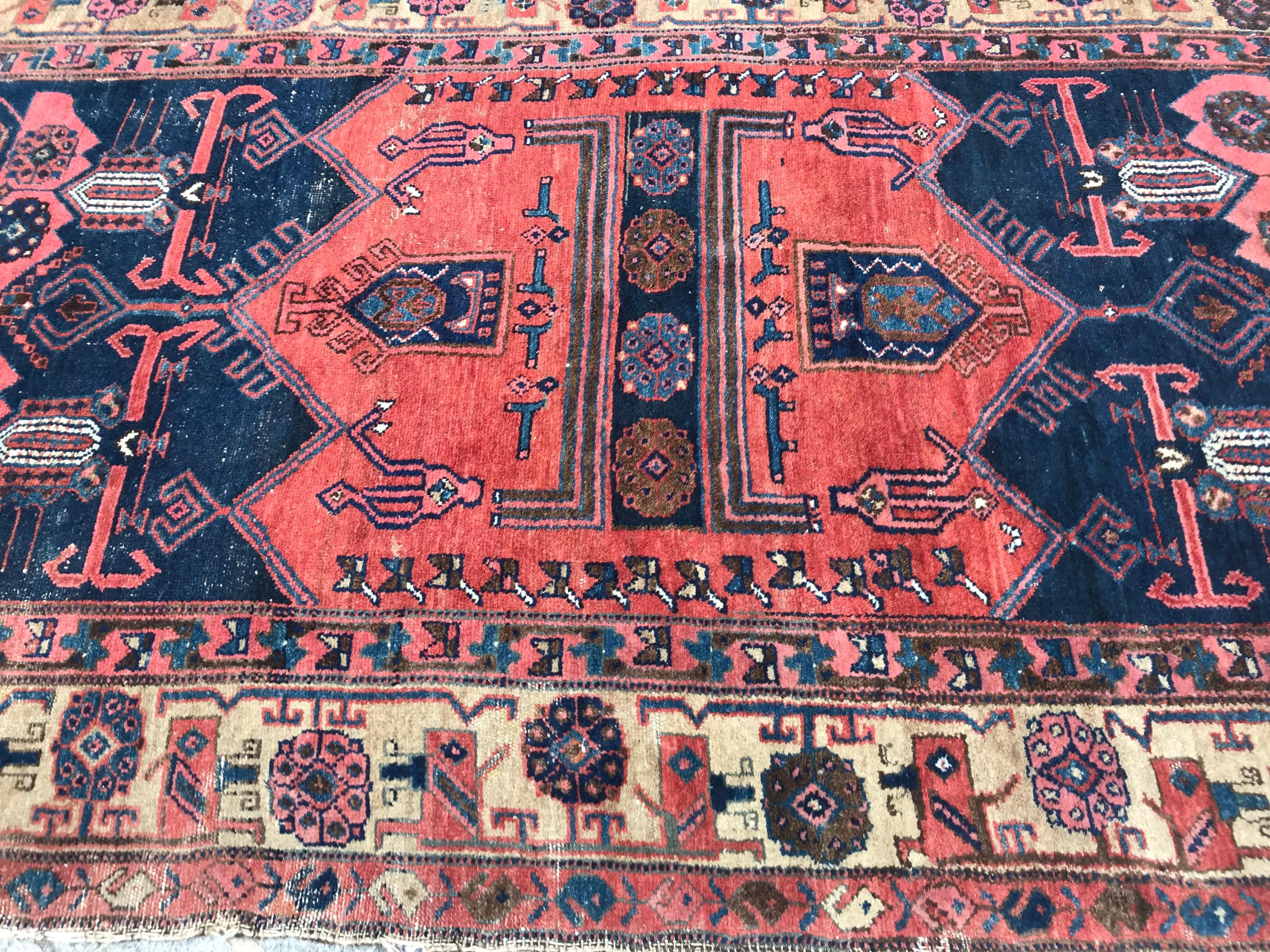 Hand-Knotted Bobyrug’s Beautiful Antique Tribal Kurdish Rug For Sale