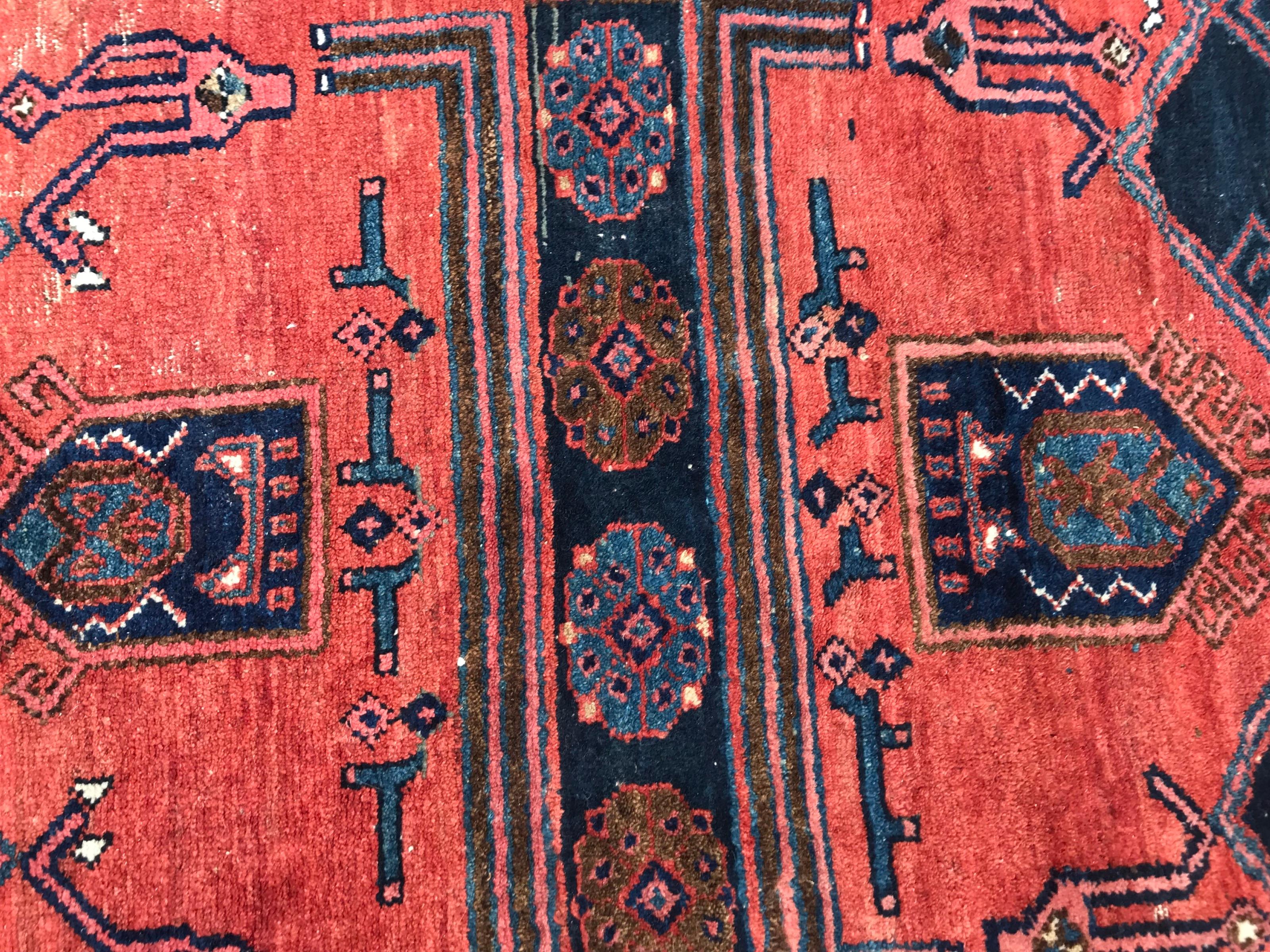 Bobyrug’s Beautiful Antique Tribal Kurdish Rug In Fair Condition For Sale In Saint Ouen, FR