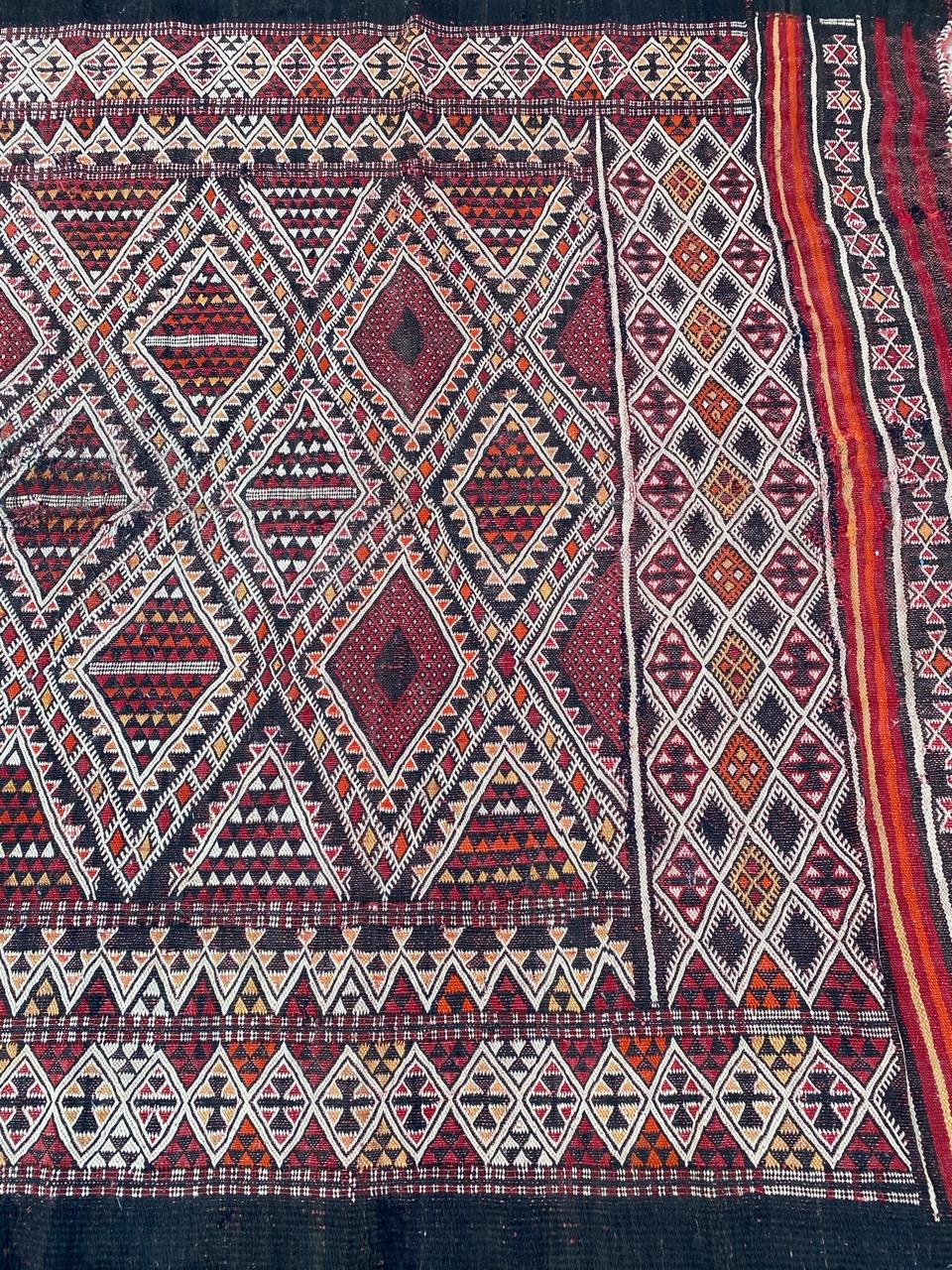 Beautiful Antique Tribal Moroccan Kilim In Fair Condition For Sale In Saint Ouen, FR