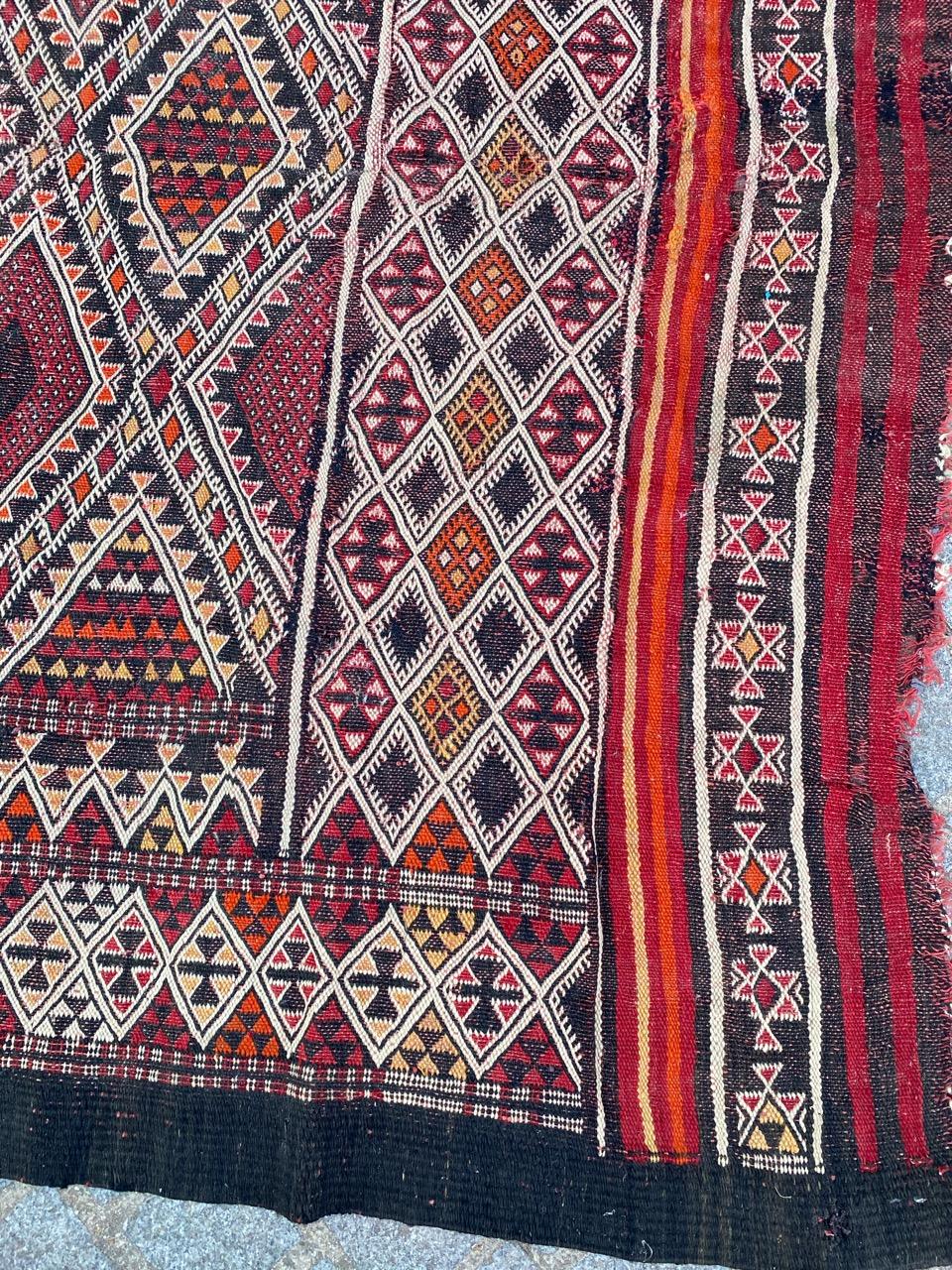 20th Century Beautiful Antique Tribal Moroccan Kilim For Sale