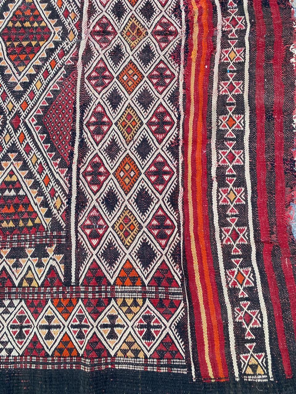 Wool Beautiful Antique Tribal Moroccan Kilim For Sale