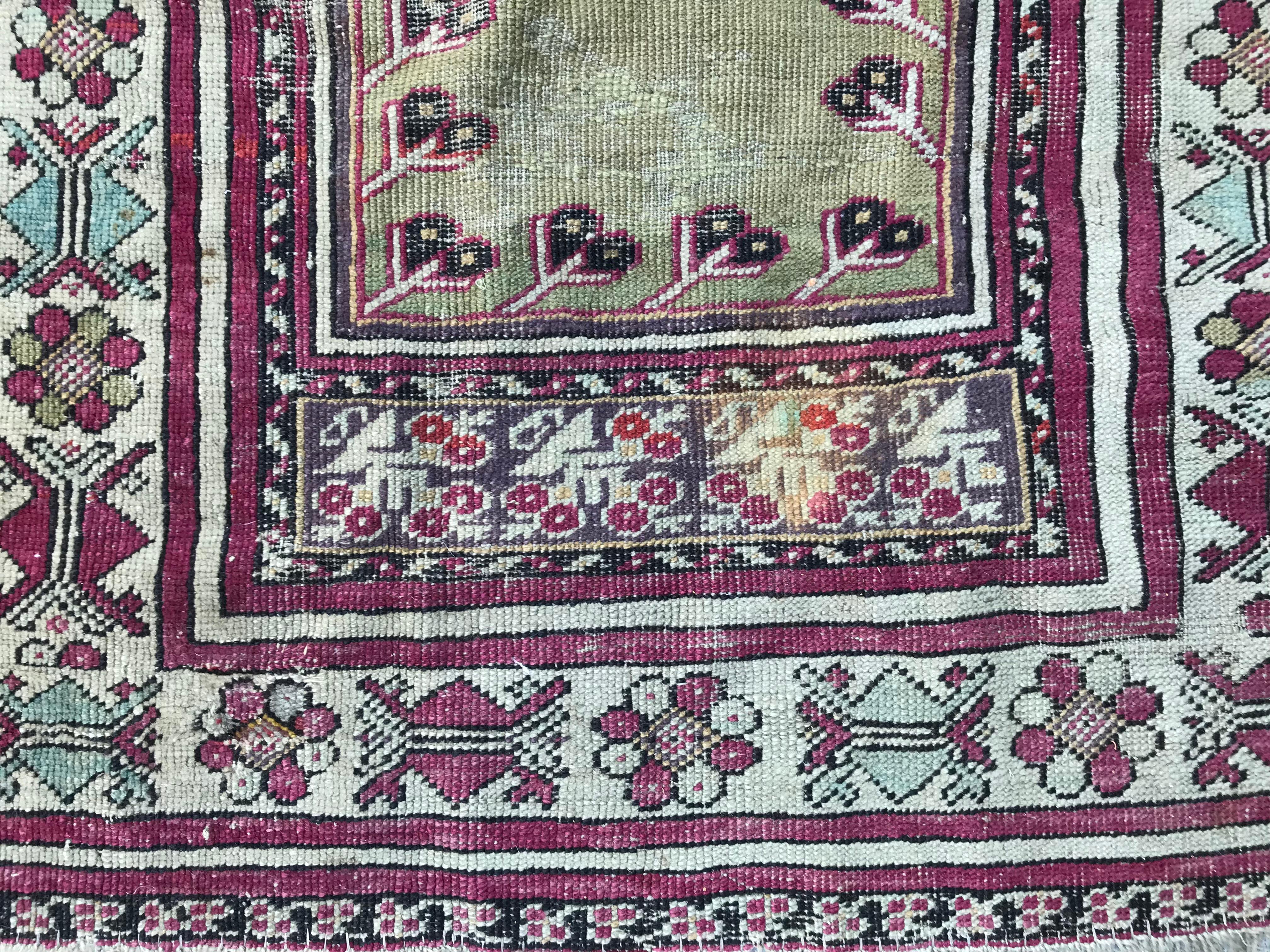 Islamic Bobyrug’s Beautiful Antique Turkish Anatolian Prayer Rug For Sale
