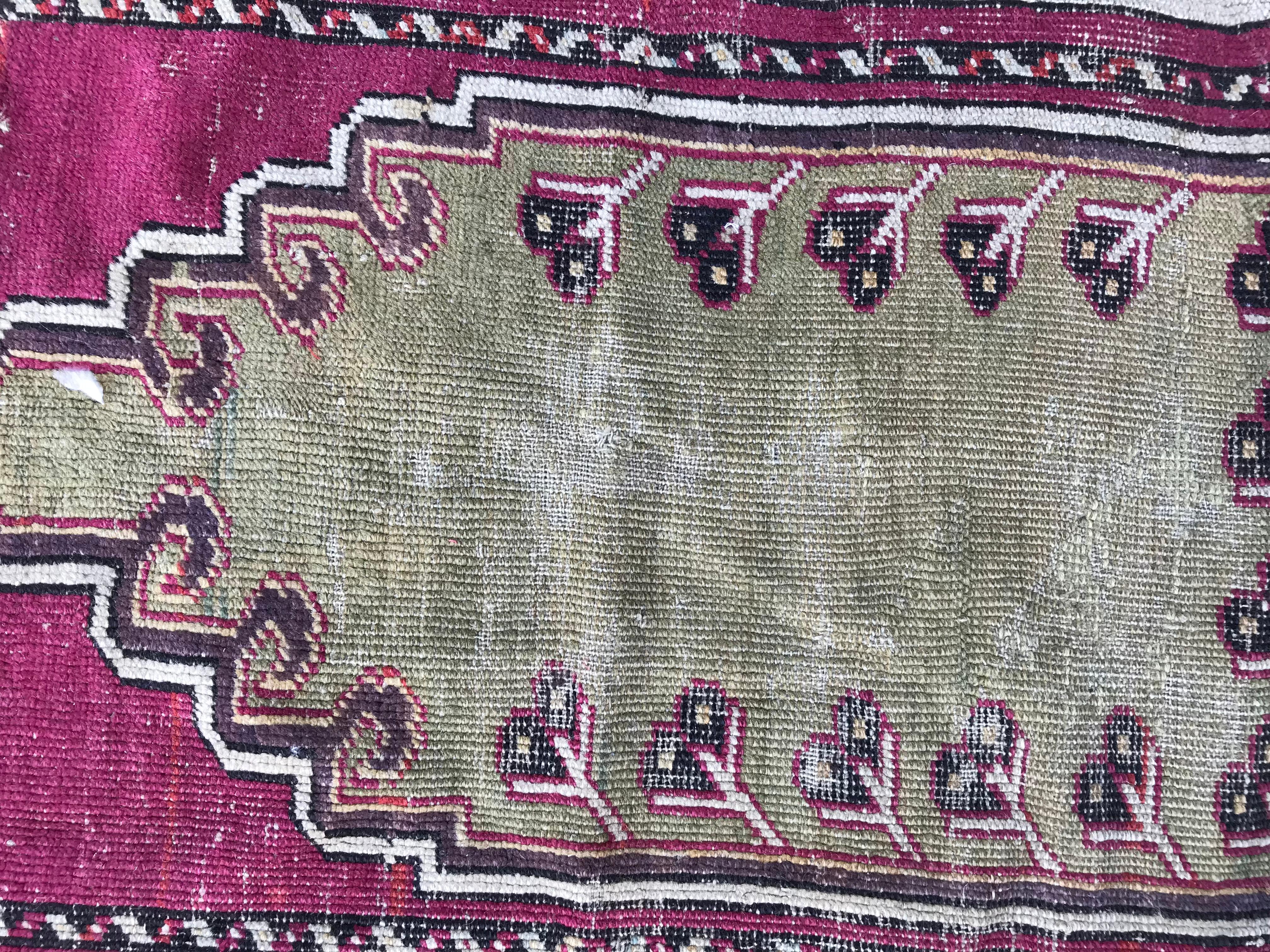Hand-Knotted Bobyrug’s Beautiful Antique Turkish Anatolian Prayer Rug For Sale