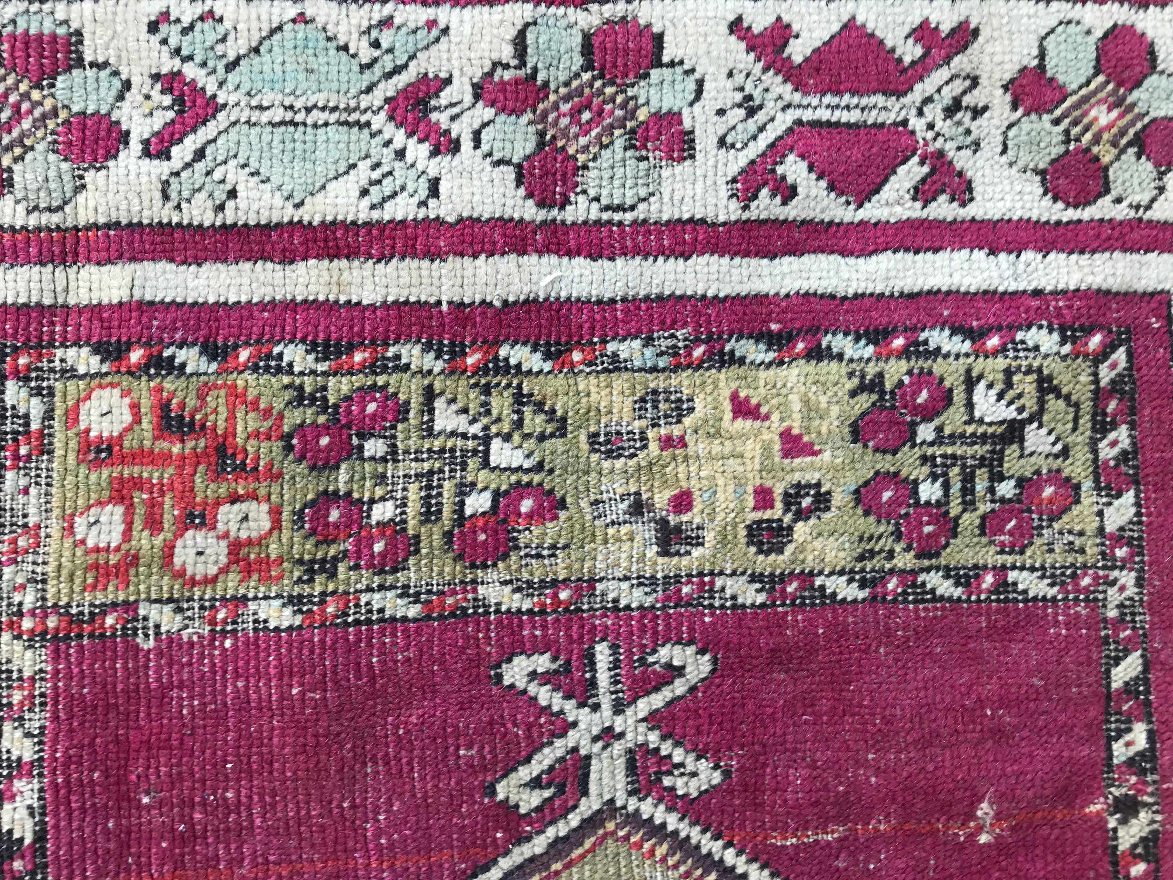 19th Century Bobyrug’s Beautiful Antique Turkish Anatolian Prayer Rug For Sale