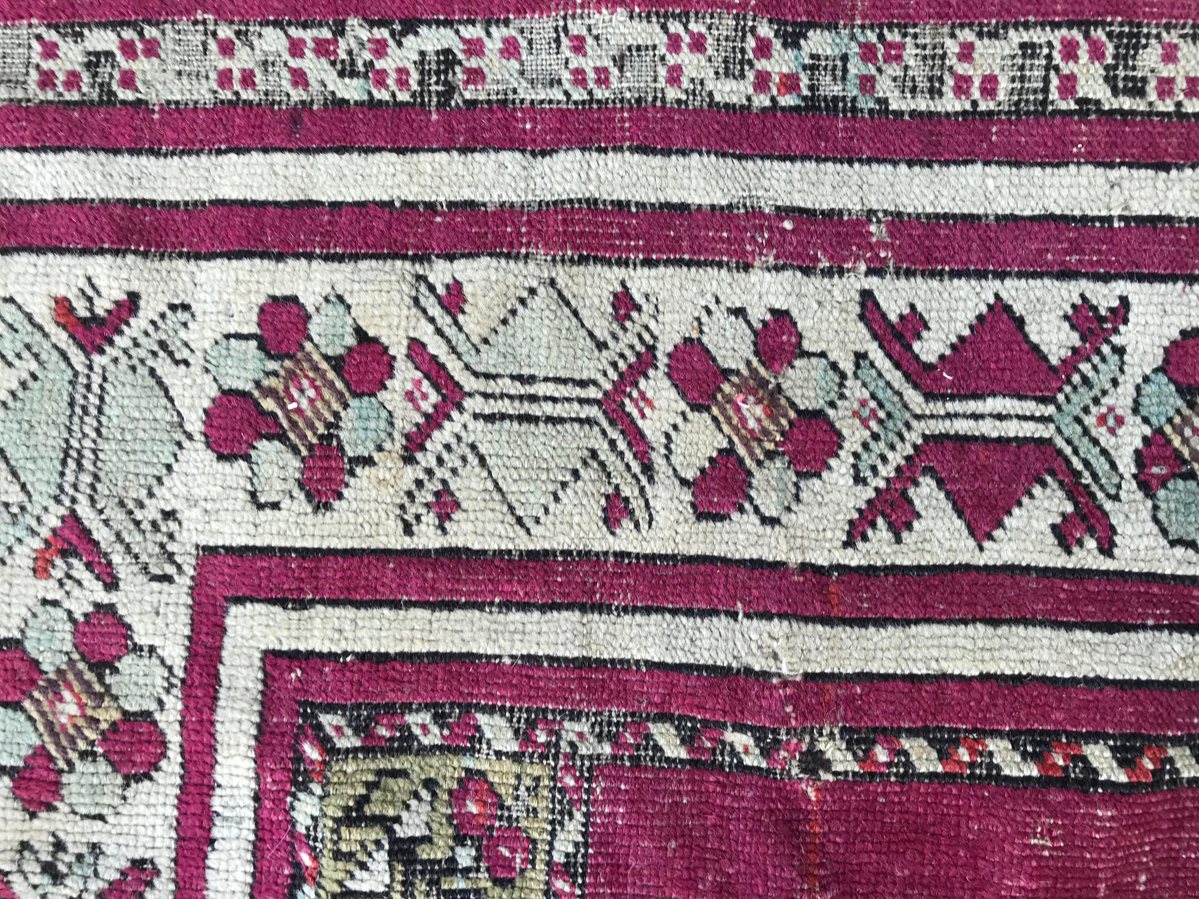 Wool Bobyrug’s Beautiful Antique Turkish Anatolian Prayer Rug For Sale