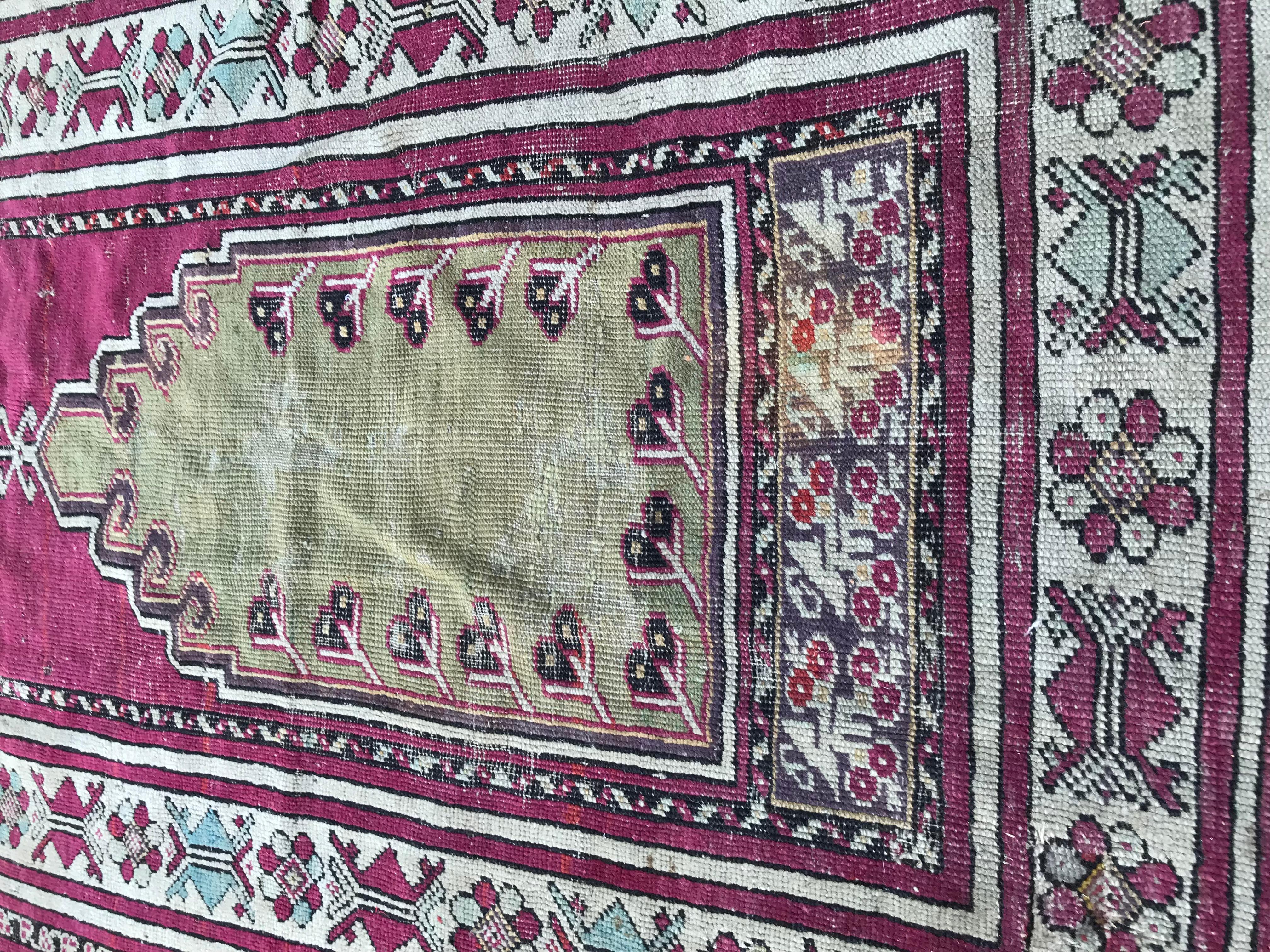 Bobyrug’s Beautiful Antique Turkish Anatolian Prayer Rug For Sale 2