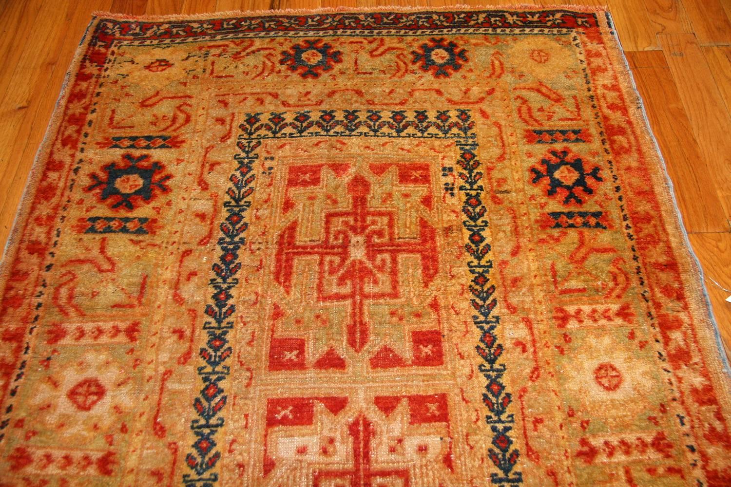 Wool Antique Turkish Oushak Runner. Size: 4 ft x 9 ft 6 in  For Sale
