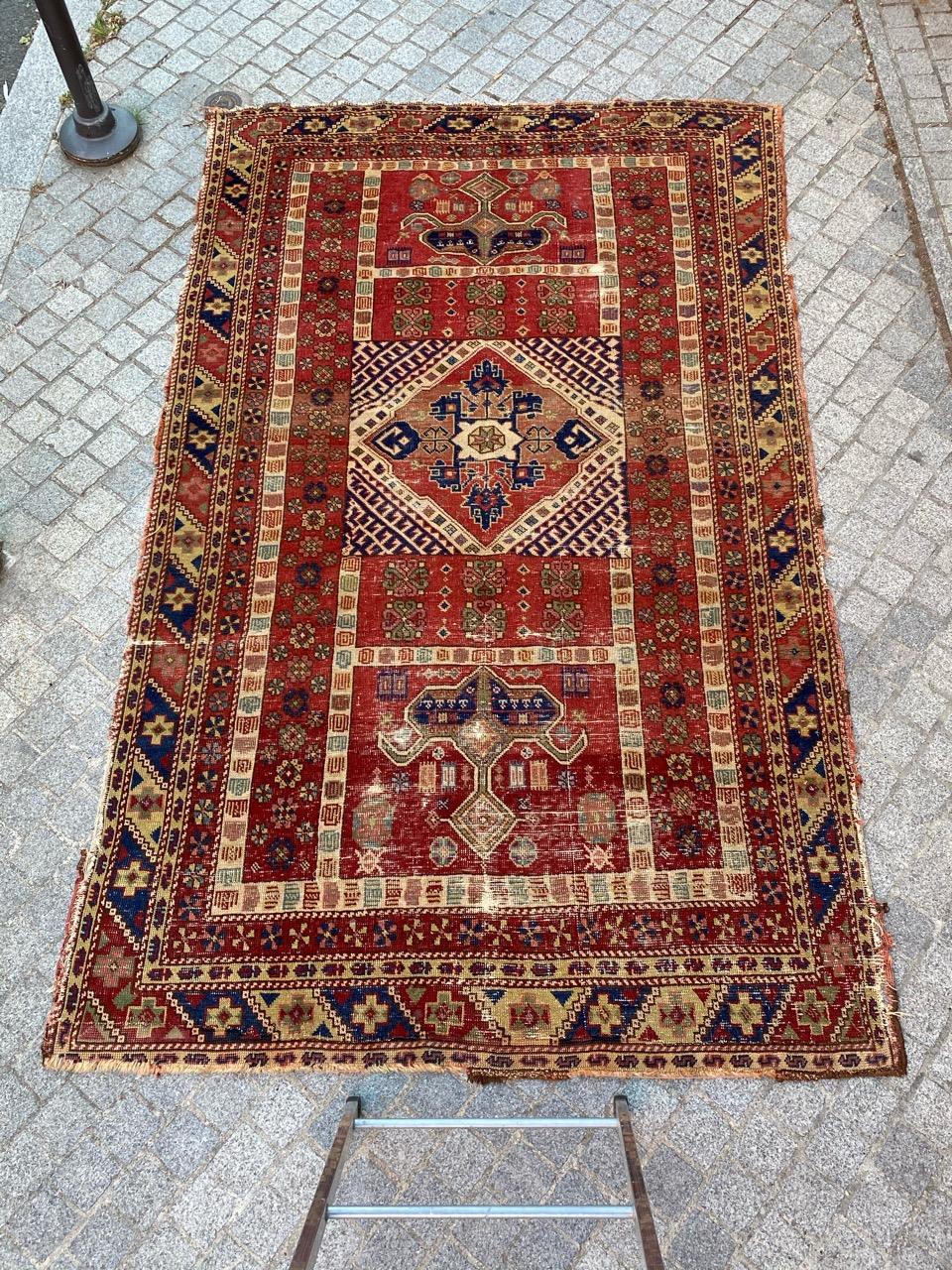 Bobyrug's Beautiful Antique Turkish Sparta Rug (tapis de sparte turc antique) en vente 12
