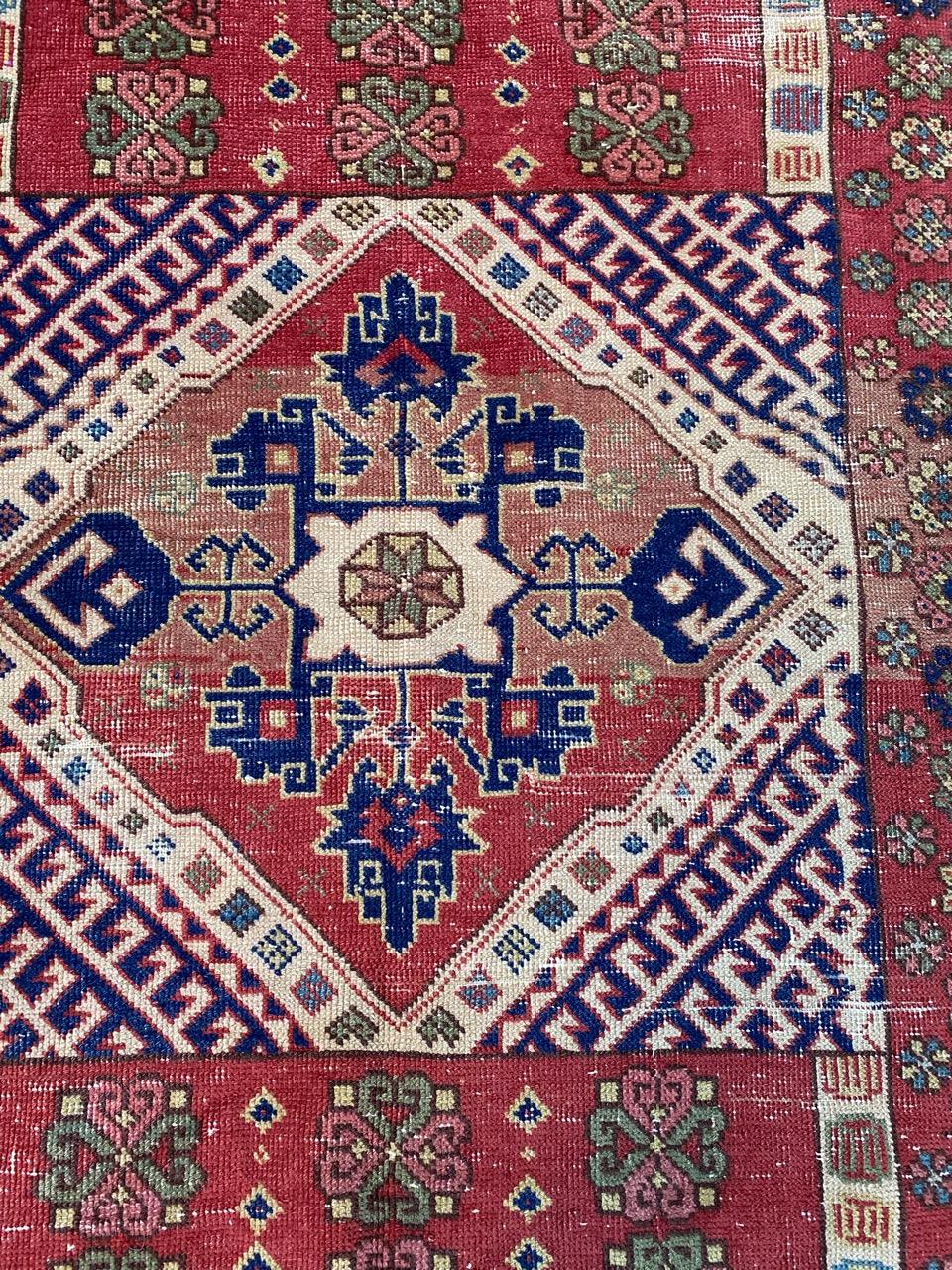 Bobyrug's Beautiful Antique Turkish Sparta Rug (tapis de sparte turc antique) État moyen - En vente à Saint Ouen, FR