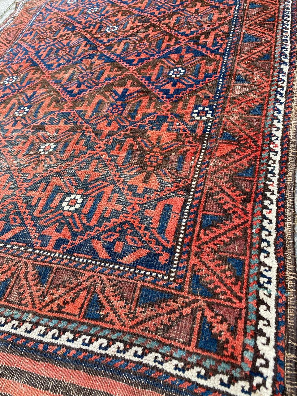 Bobyrug’s Beautiful Antique Turkmen Baluch Afghan Rug For Sale 6
