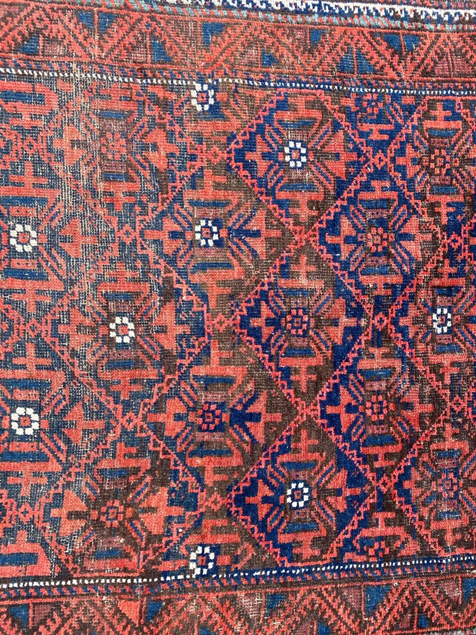 Bobyrug’s Beautiful Antique Turkmen Baluch Afghan Rug For Sale 7