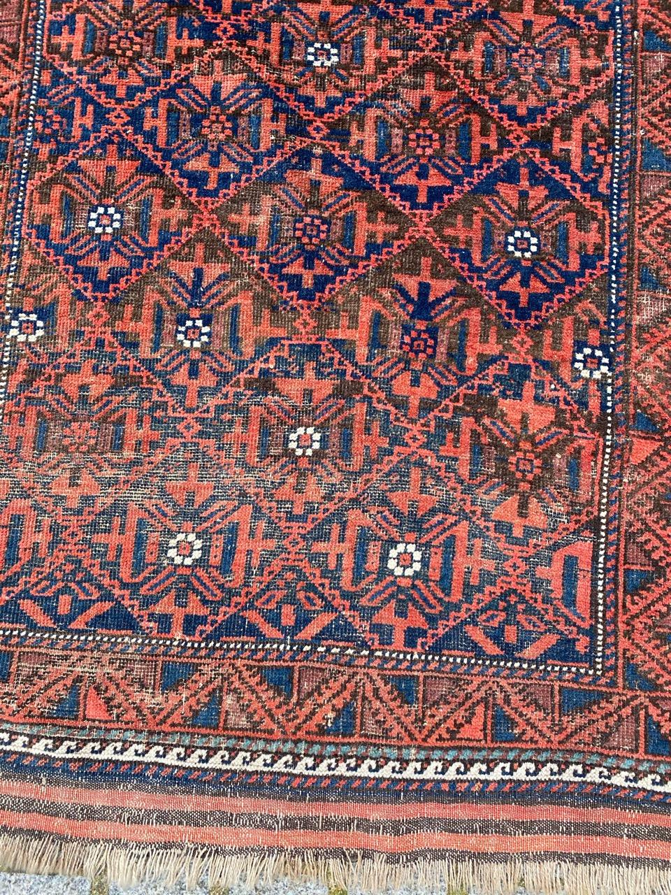 Hand-Knotted Bobyrug’s Beautiful Antique Turkmen Baluch Afghan Rug For Sale