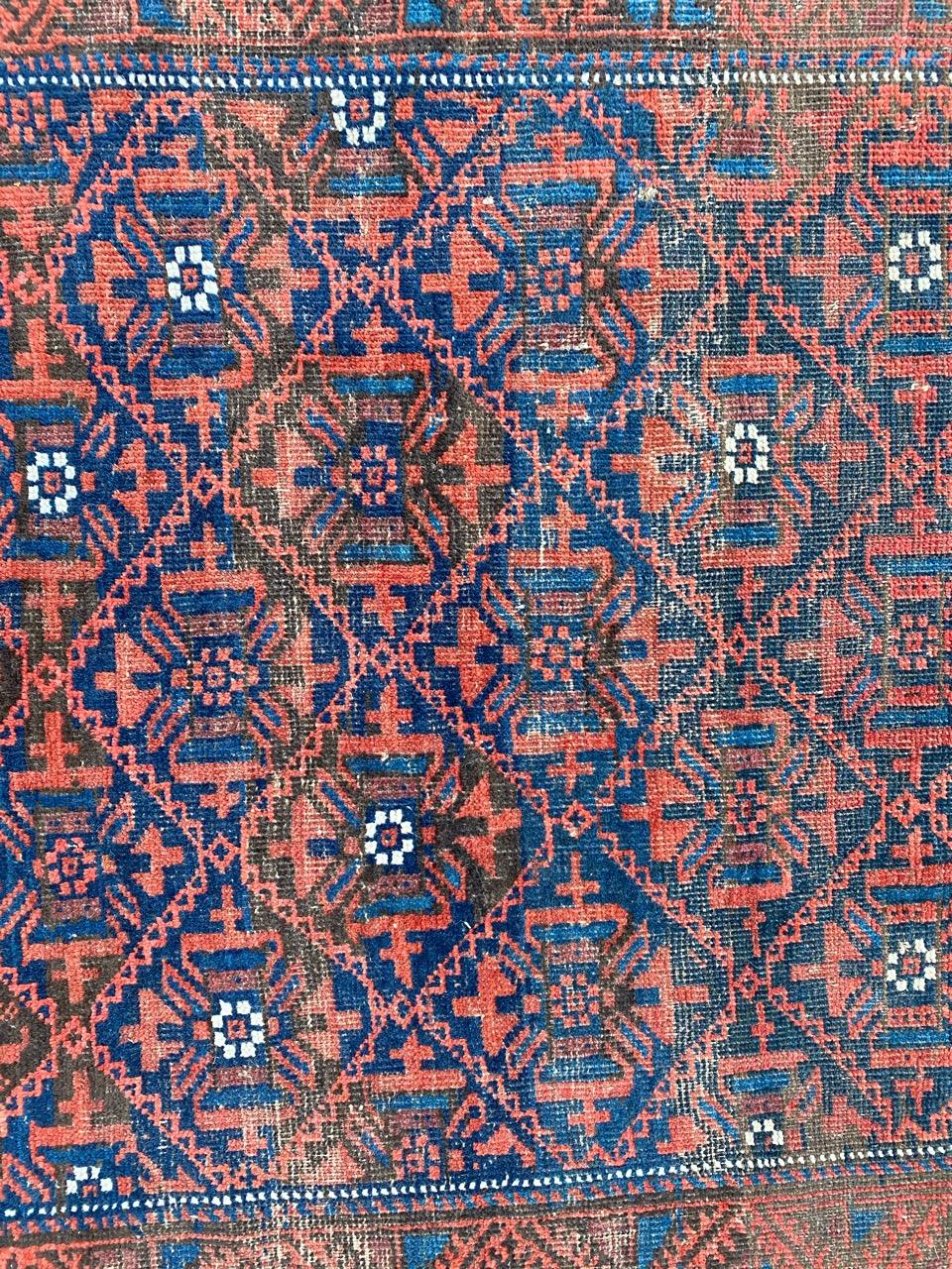 Wool Bobyrug’s Beautiful Antique Turkmen Baluch Afghan Rug For Sale