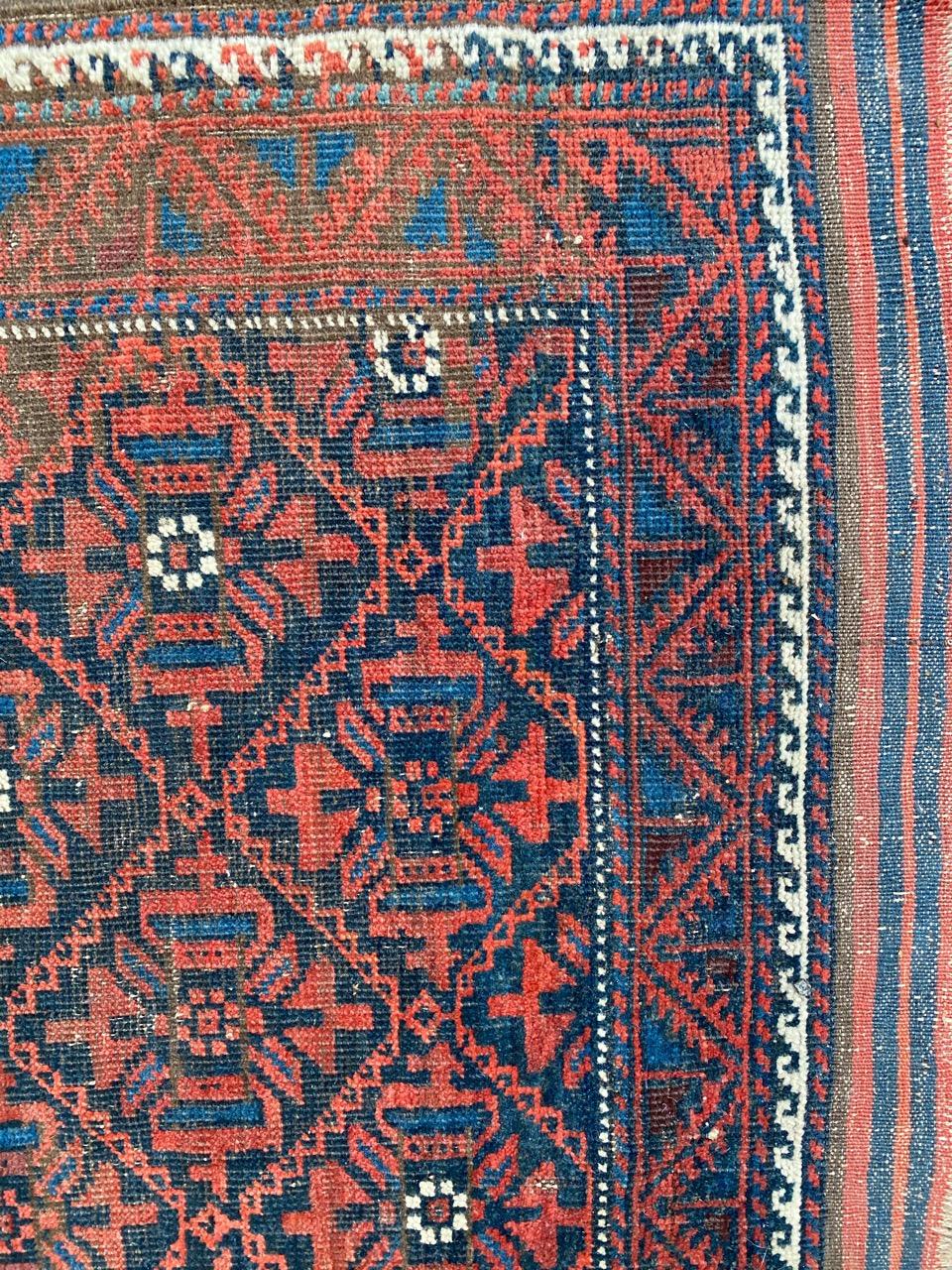 Bobyrug's Beautiful Antique Turkmen Baluch Afghan Rug (Wolle) im Angebot