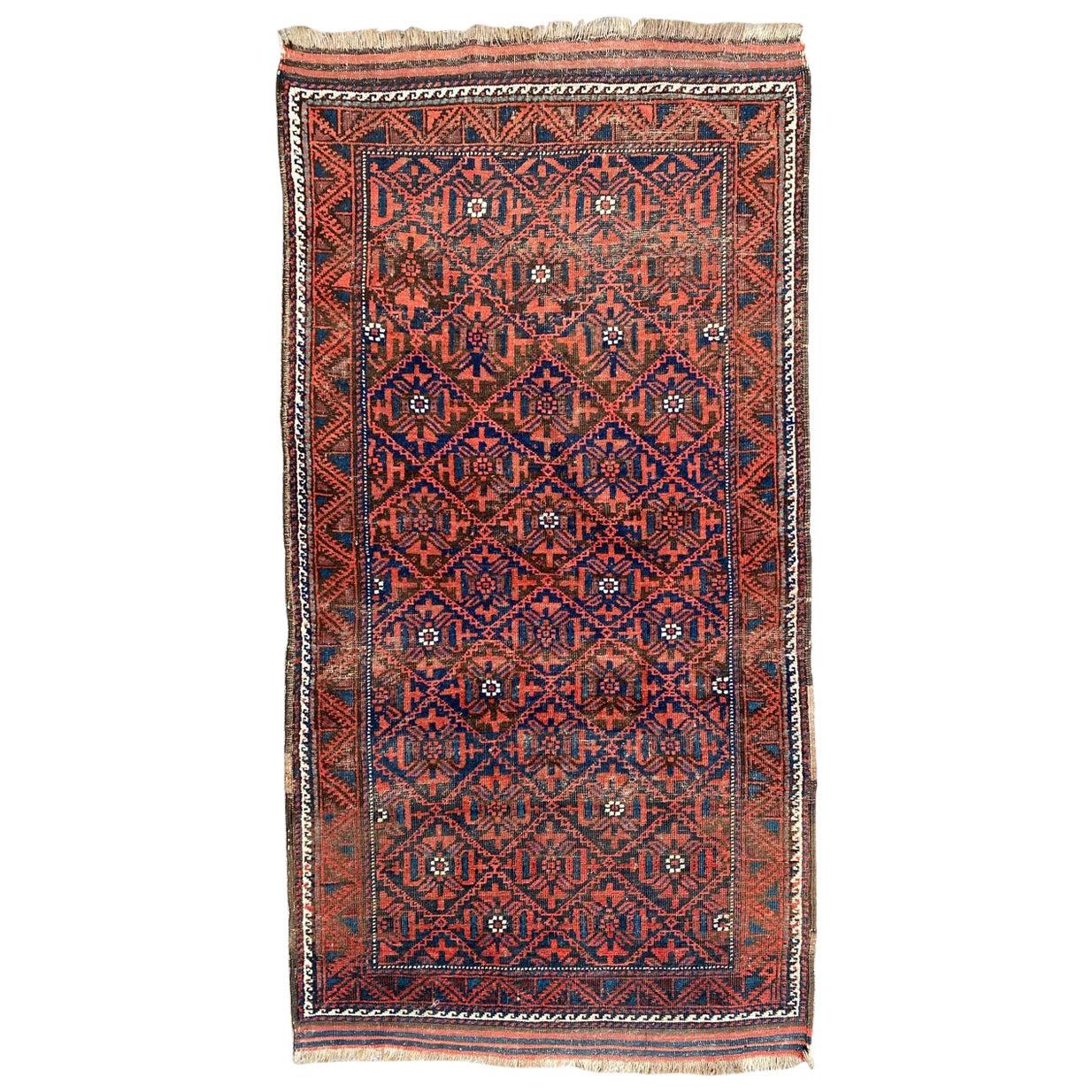 Bobyrug’s Beautiful Antique Turkmen Baluch Afghan Rug For Sale