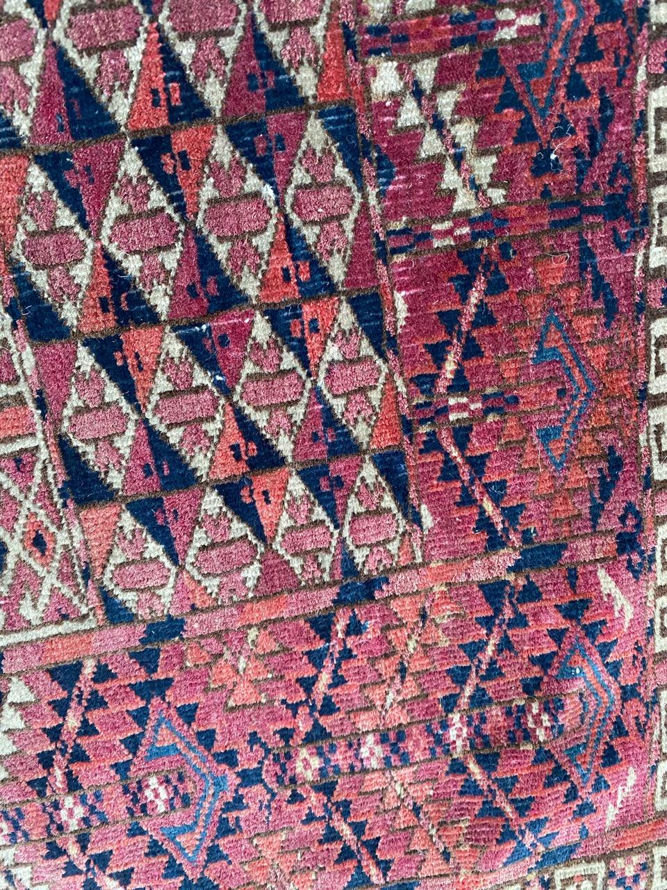 Beautiful Antique Turkmen Hatchlou Square Rug 6